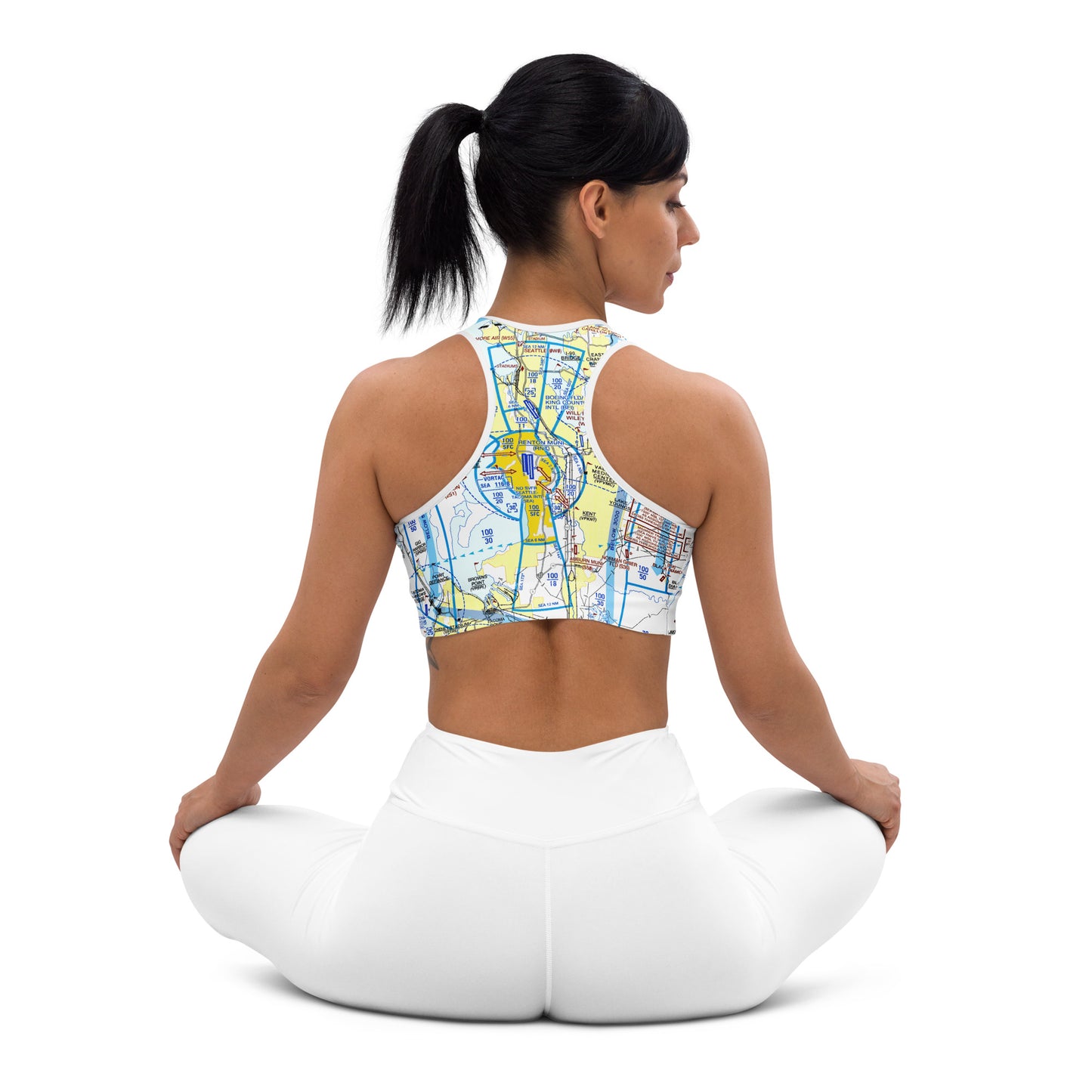 Aeronautical Chart padded sports bra (SEA Flyway Chart)