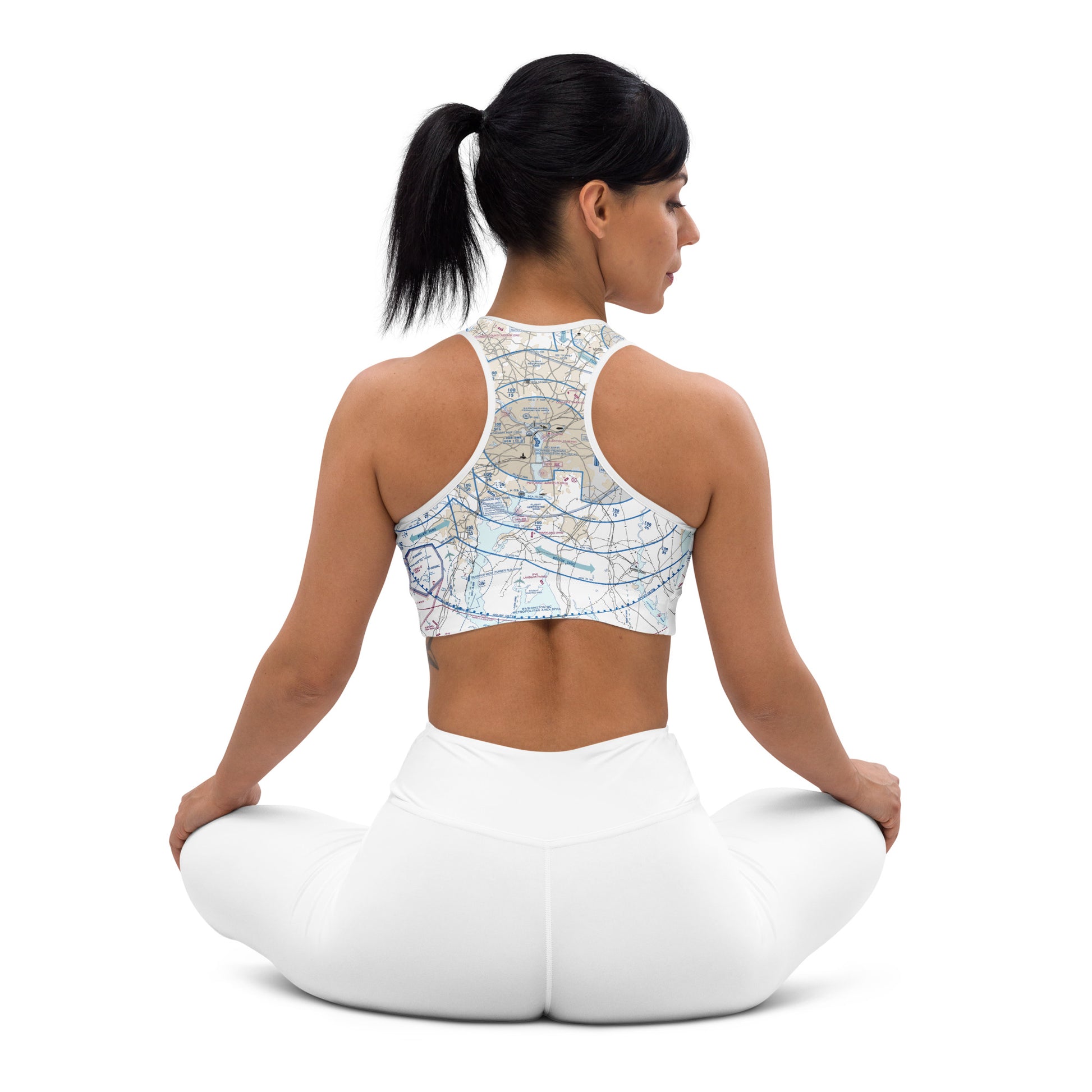 Aeronautical Chart padded sports bra (BWI Flyway Chart)