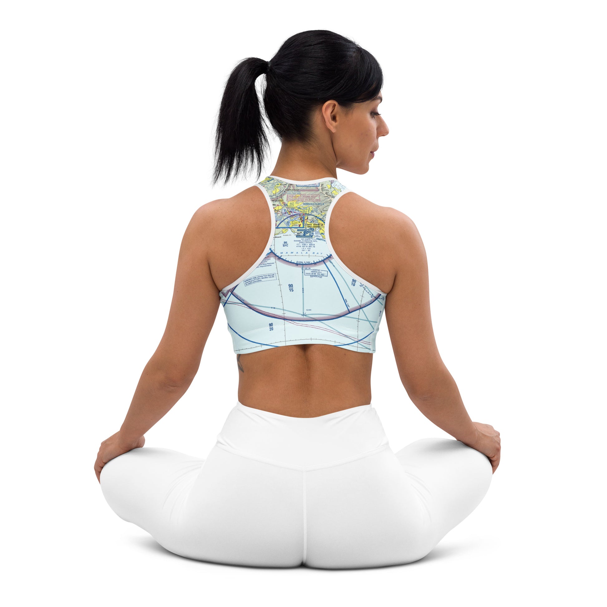 Aeronautical Chart padded sports bra (PHNL Sectional Chart)