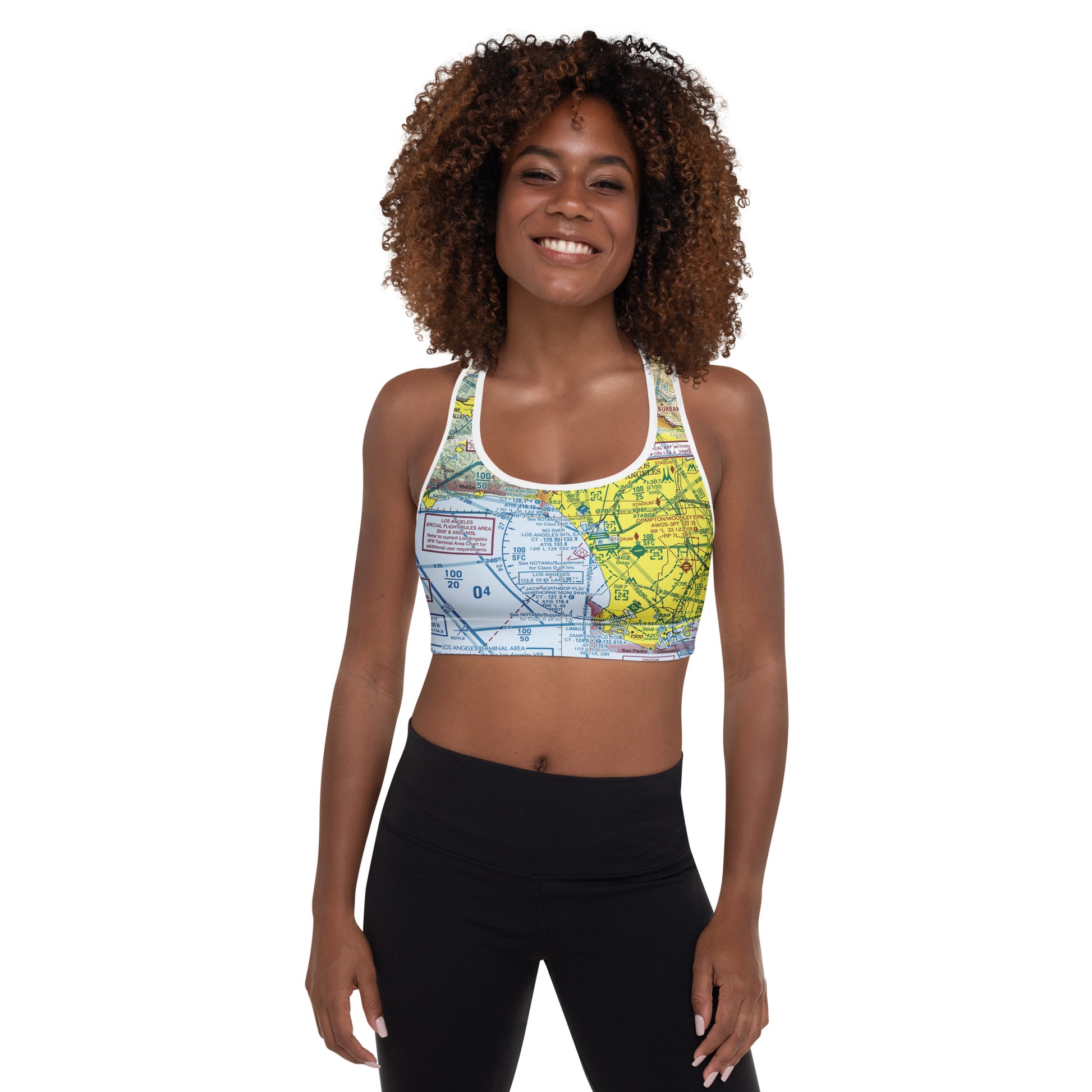 Aeronautical Chart padded sports bra (LAX TAC Chart)