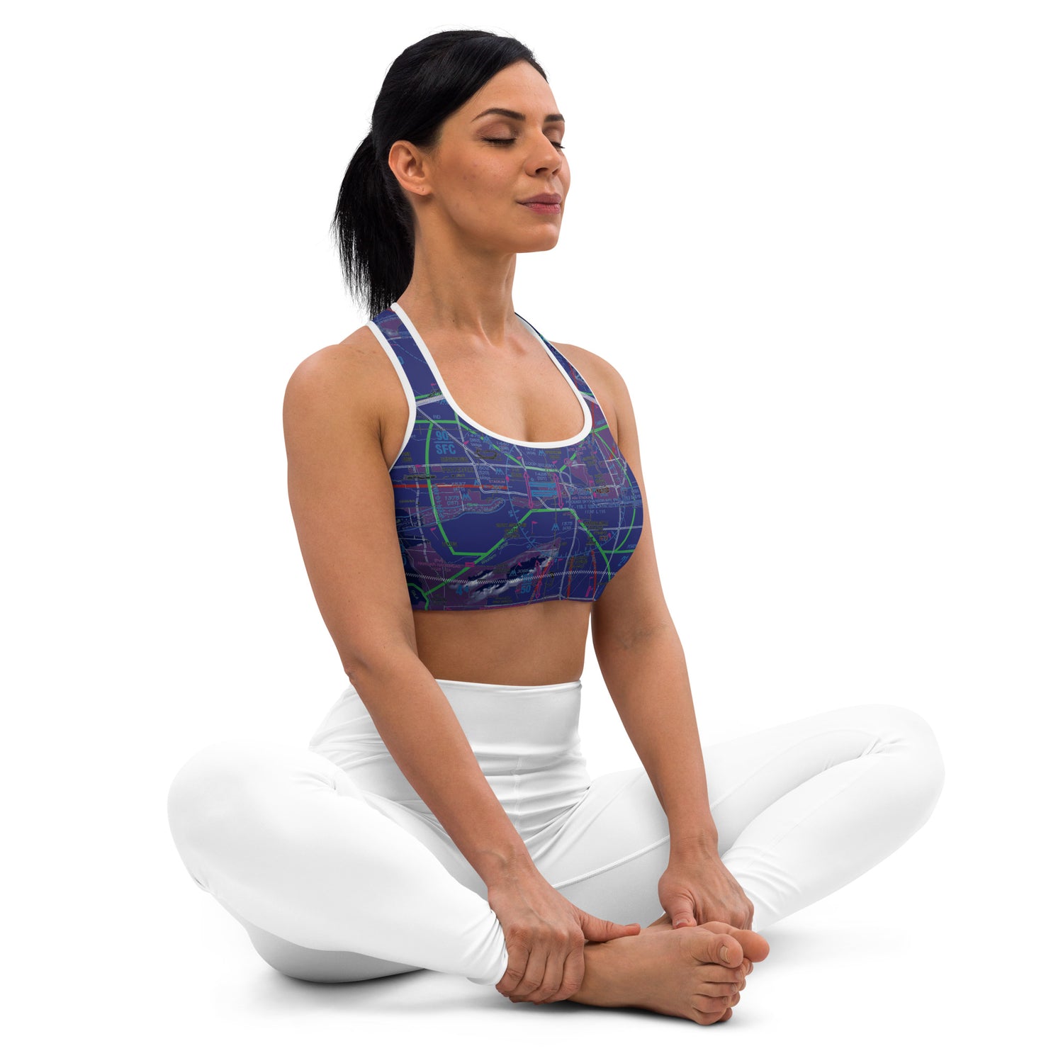 Aeronautical Chart padded sports bra (PHX/invert)