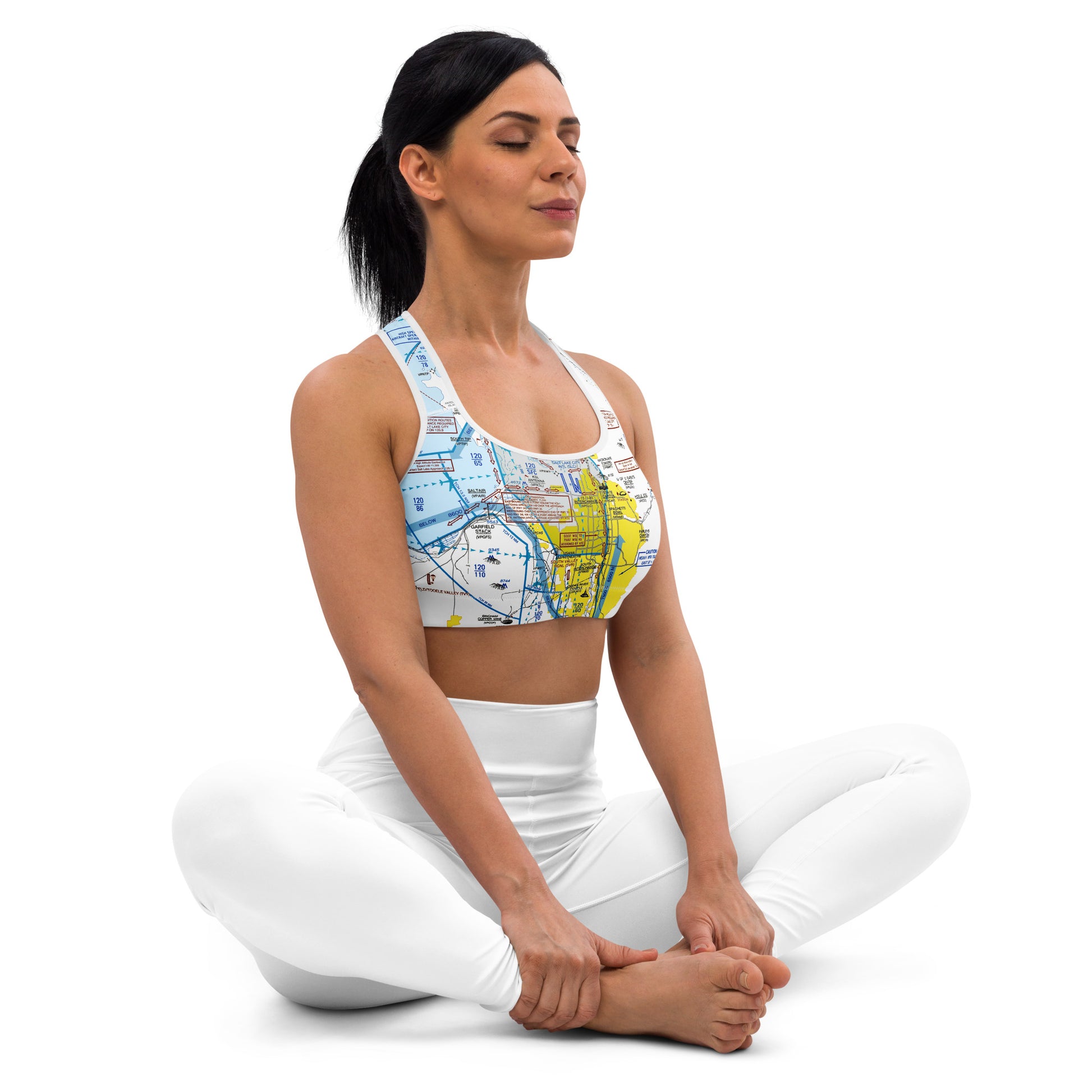 Aeronautical Chart padded sports bra (SLC Flyway Chart)