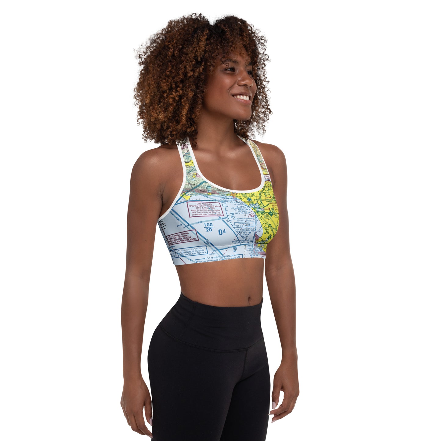 Aeronautical Chart padded sports bra (LAX TAC Chart)