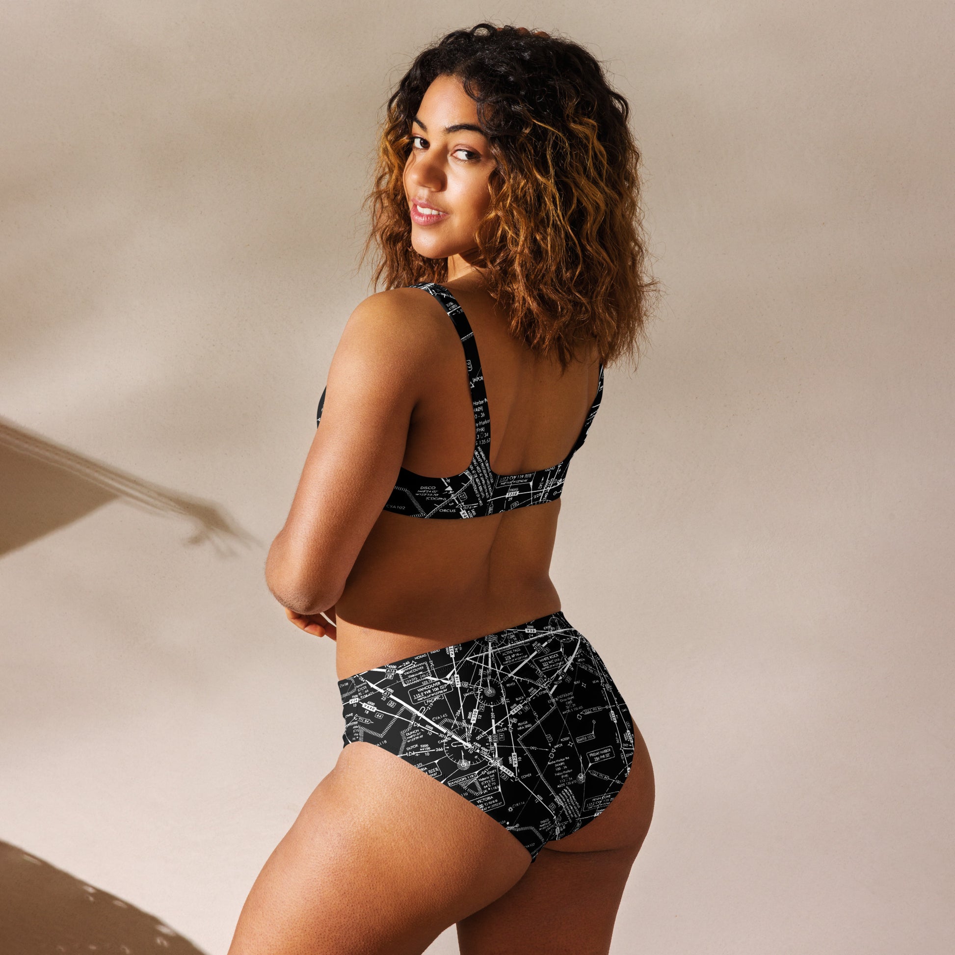Enroute Low Altitude Chart recycled high-waisted bikini (ELUS1/black)