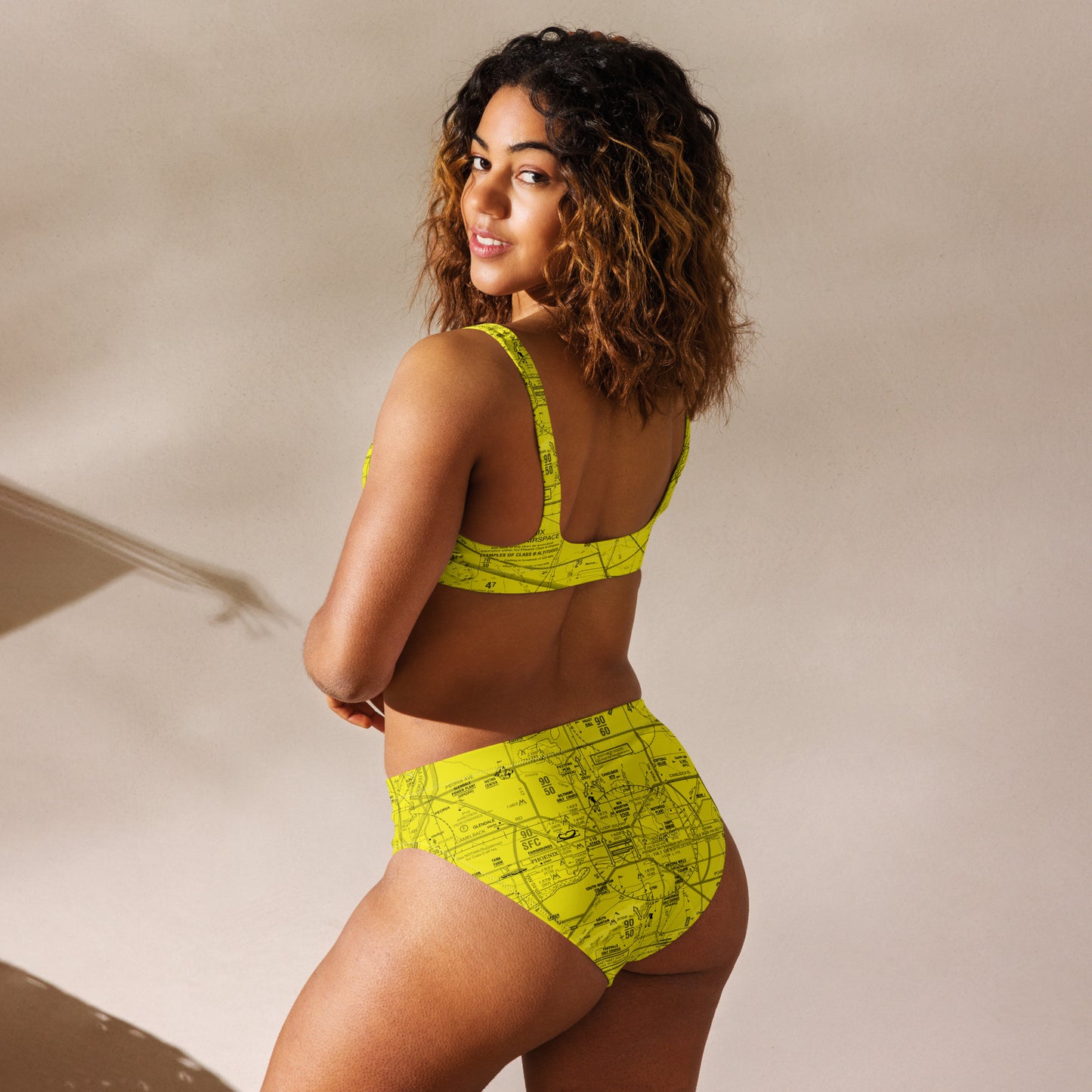 Phoenix TAC Chart recycled high-waisted bikini (yellow)