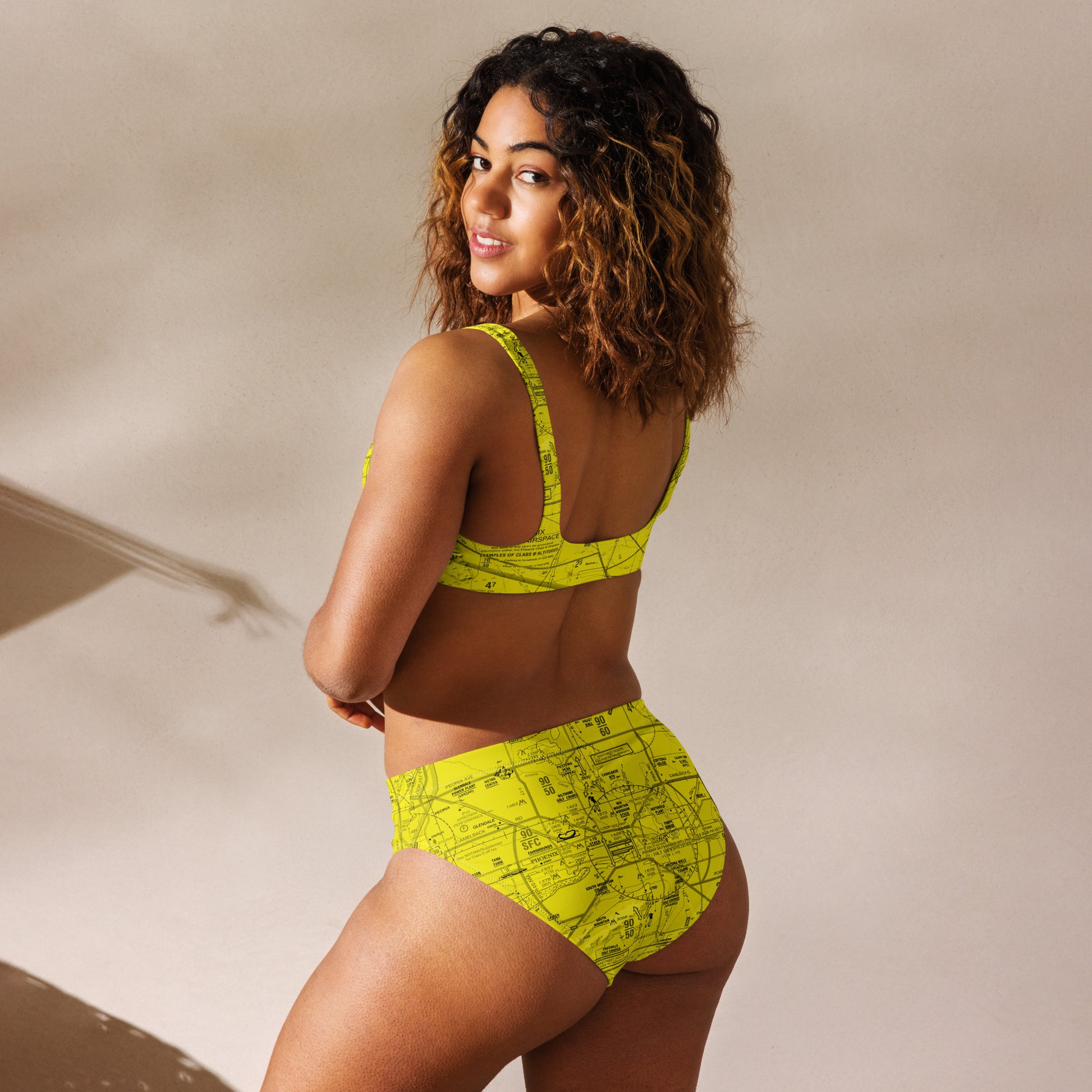 Phoenix TAC Chart recycled high-waisted bikini (yellow)
