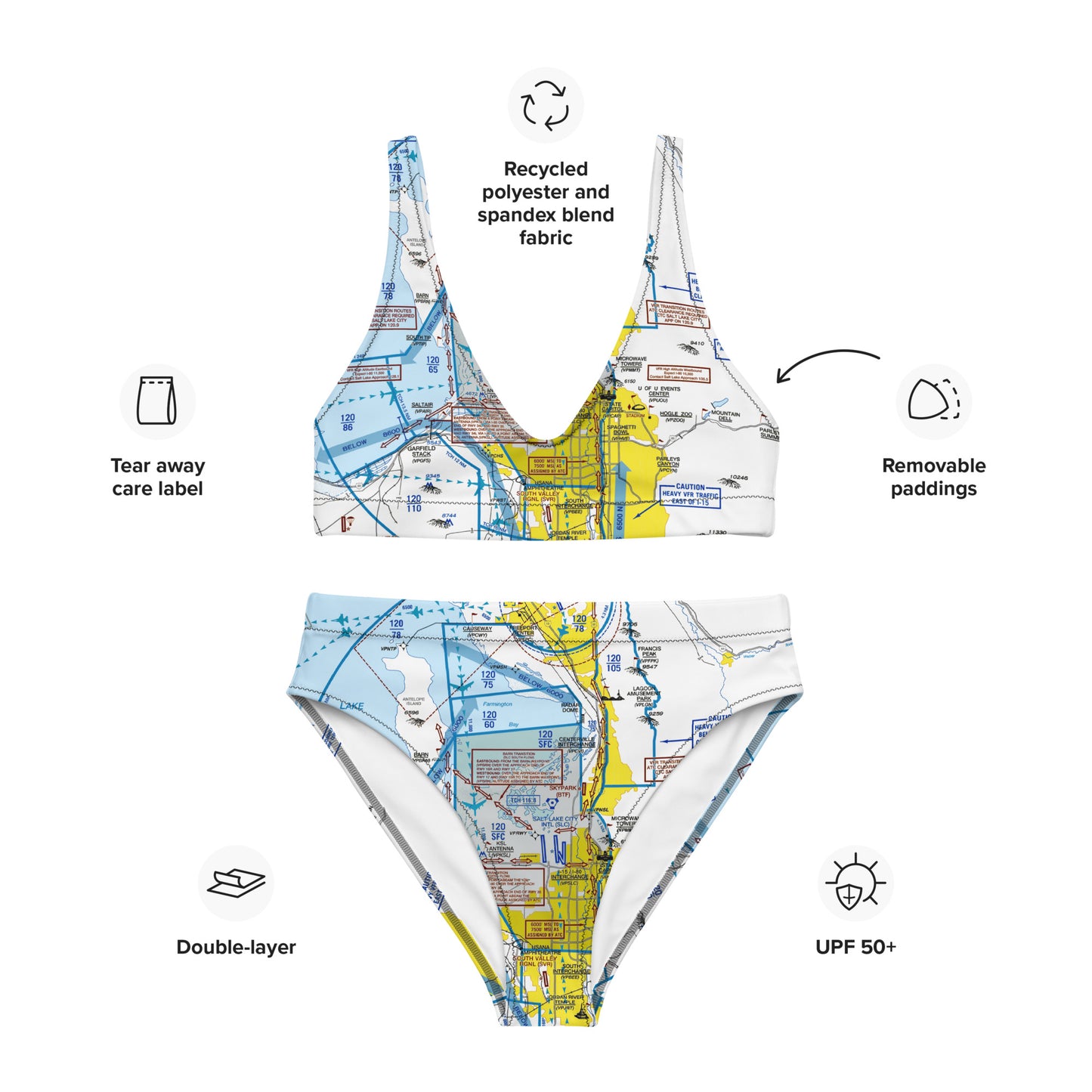 Salt Lake City Flyway Chart recycled high-waisted bikini