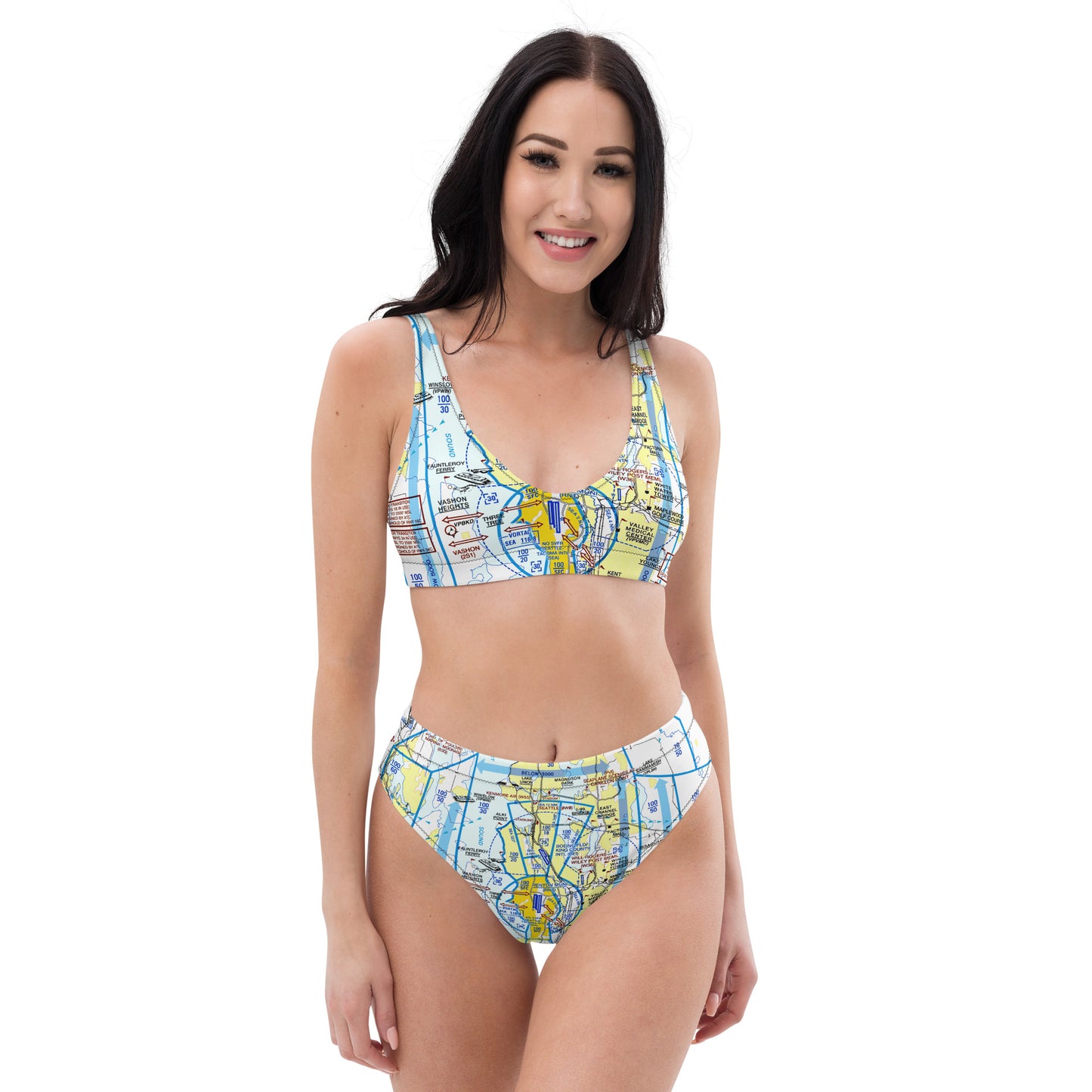 Seattle Flyway Chart recycled high-waisted bikini