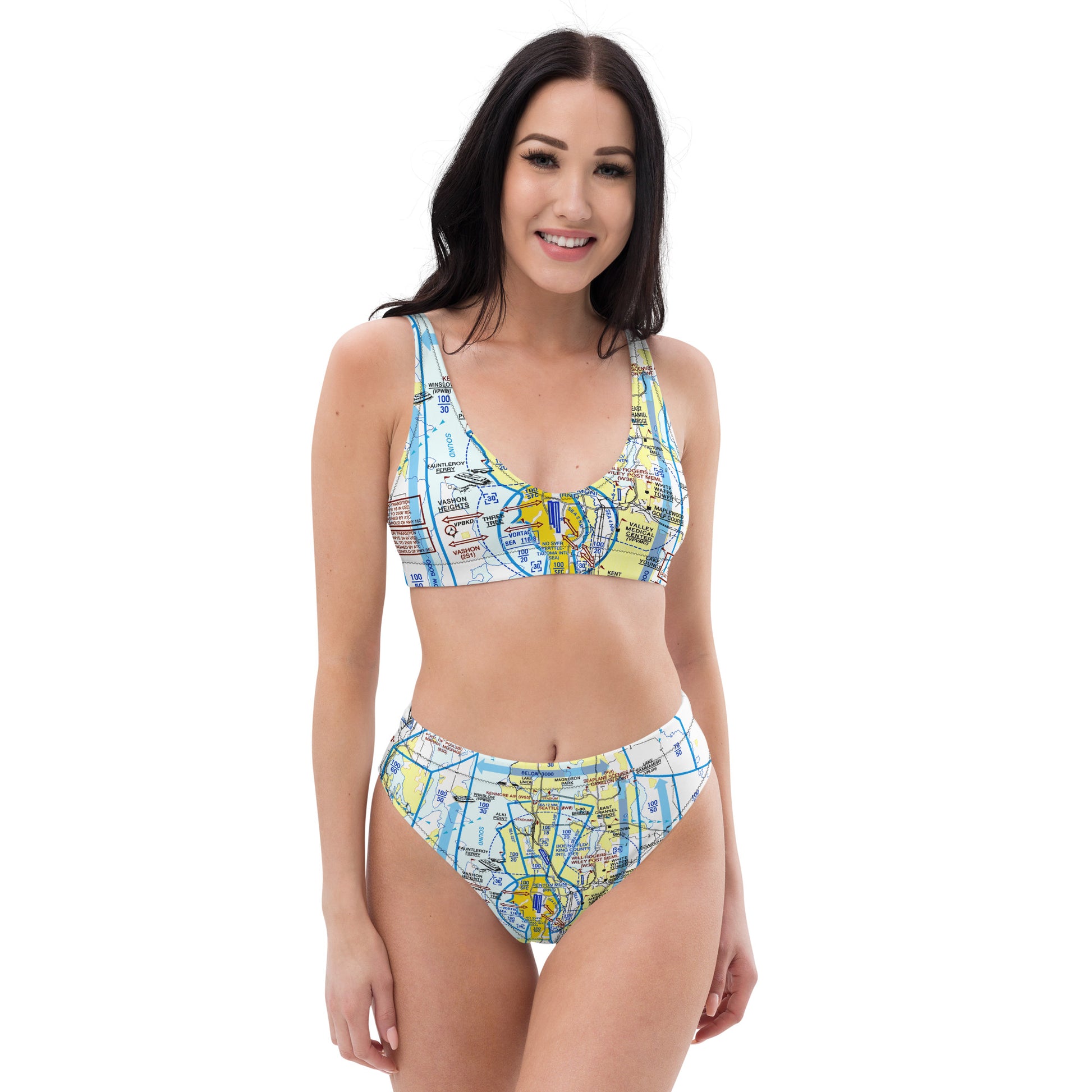 Seattle Flyway Chart recycled high-waisted bikini