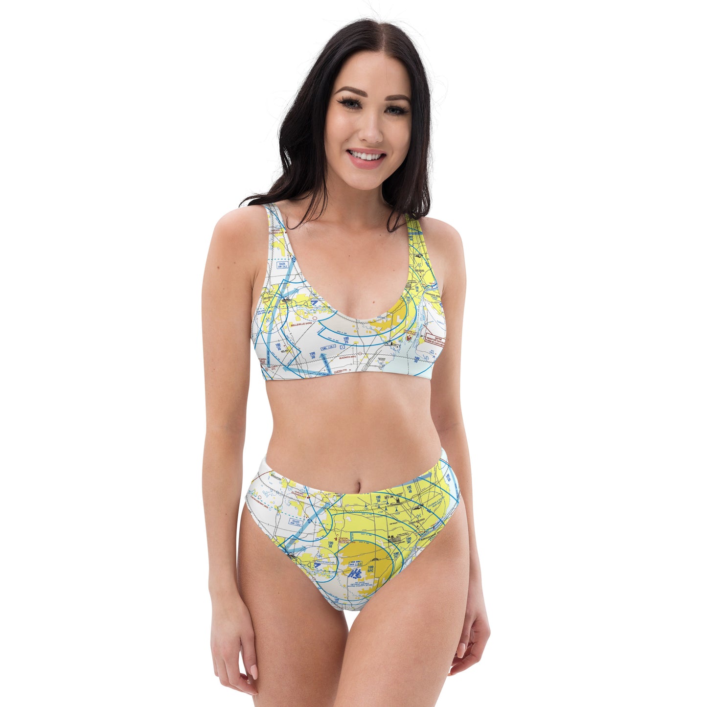Detroit Flyway Chart recycled high-waisted bikini