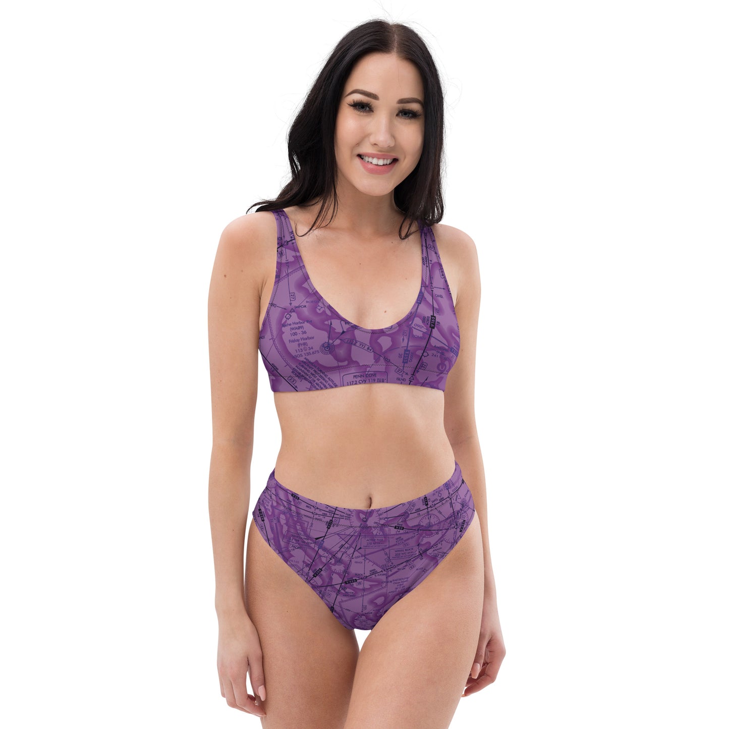 Enroute Low Altitude Chart recycled high-waisted bikini (ELUS1/purple)