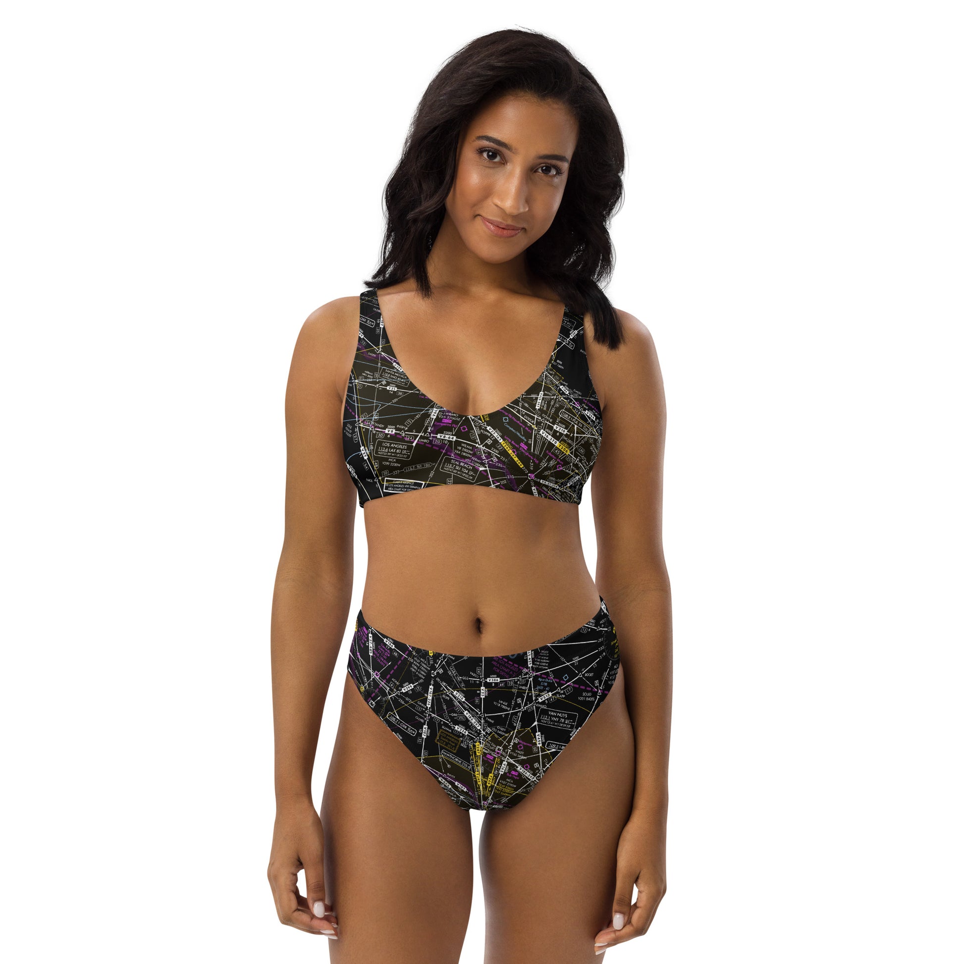 Enroute Low Altitude Chart recycled high-waisted bikini (ELUS3/invert)