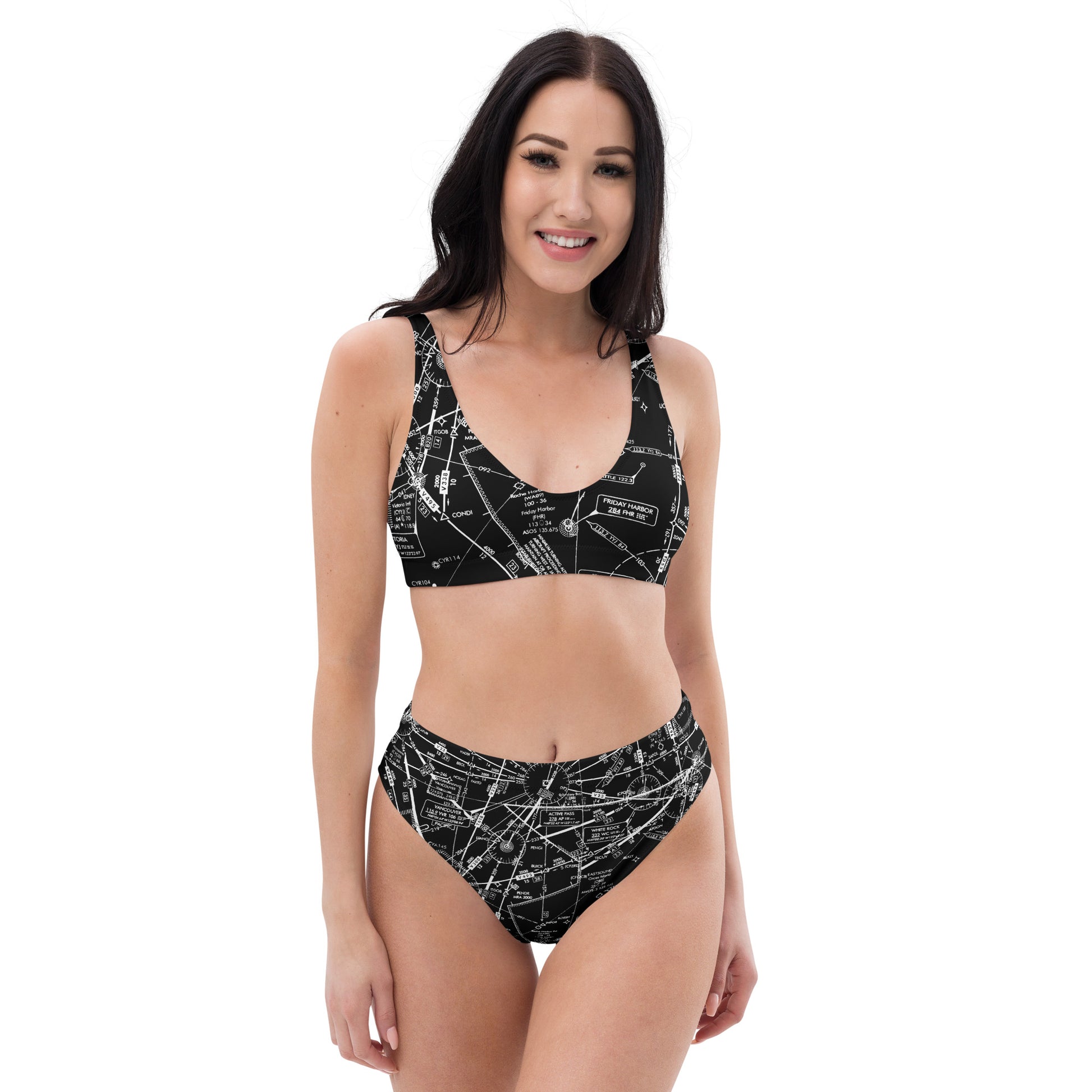 Enroute Low Altitude Chart recycled high-waisted bikini (ELUS1/black)