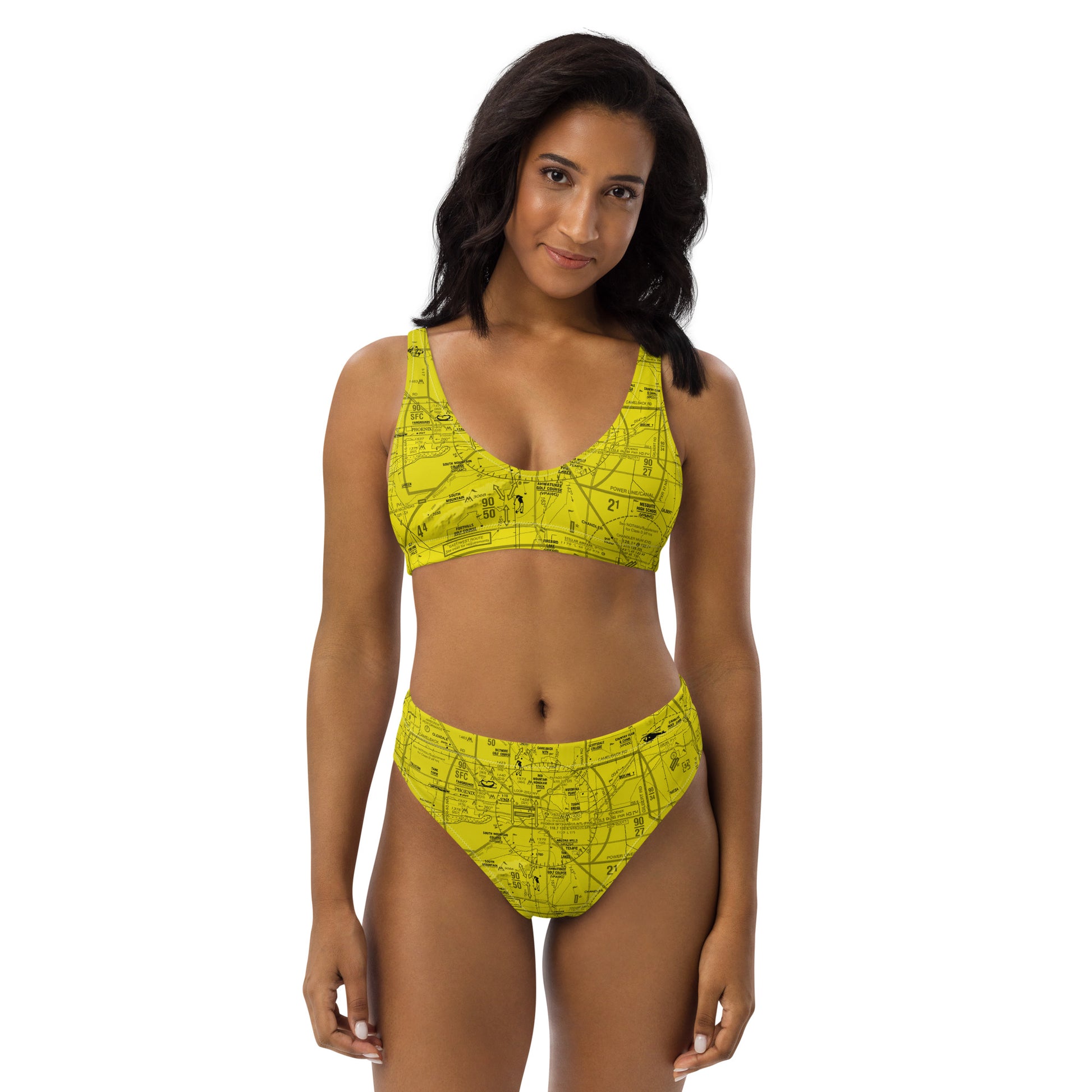 Phoenix TAC Chart recycled high-waisted bikini (yellow)