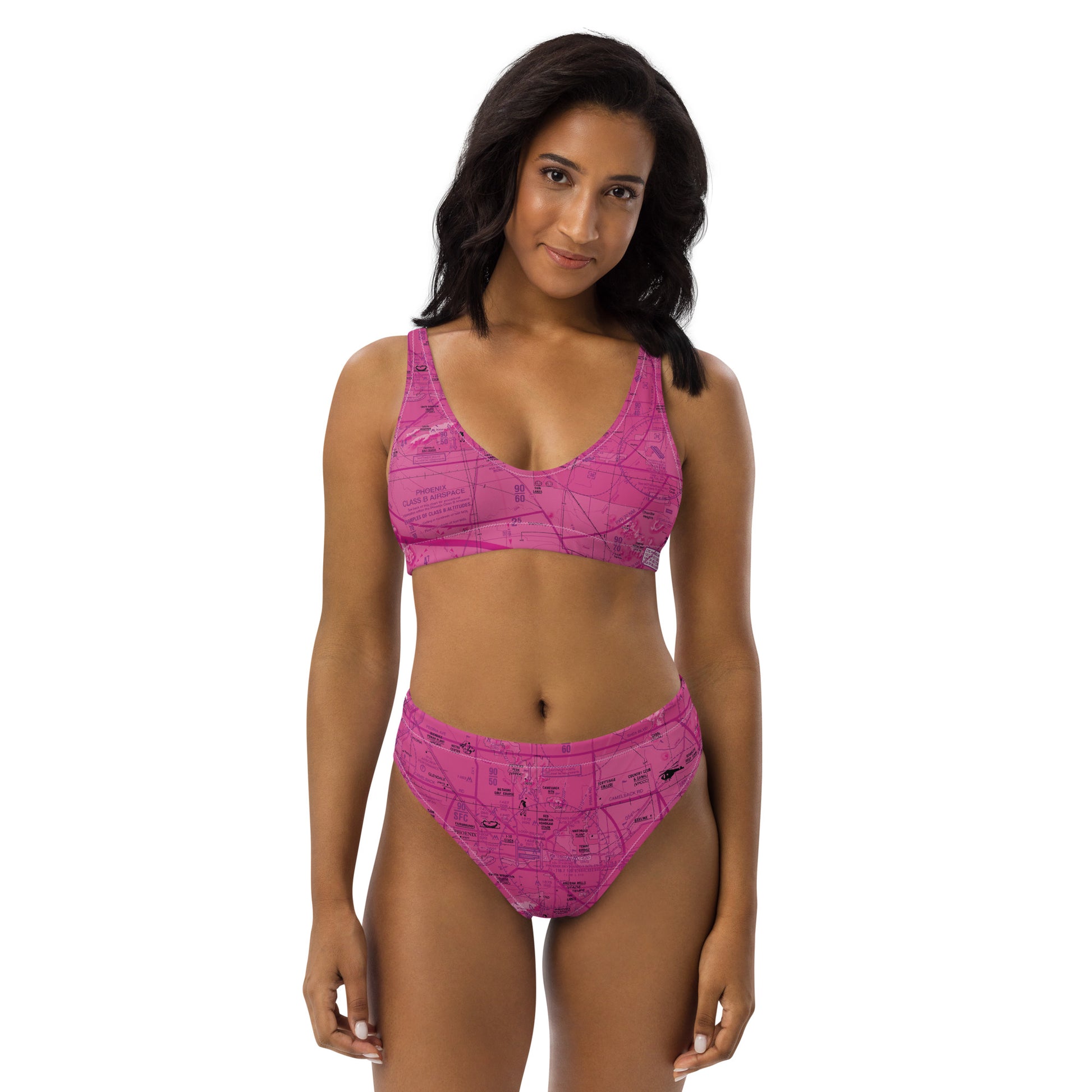 Phoenix TAC Chart recycled high-waisted bikini (pink)