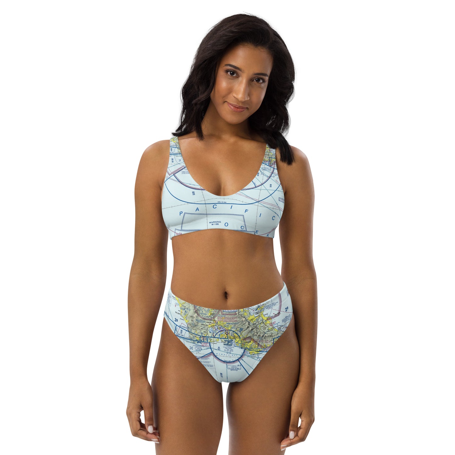 Honolulu Sectional Chart recycled high-waisted bikini