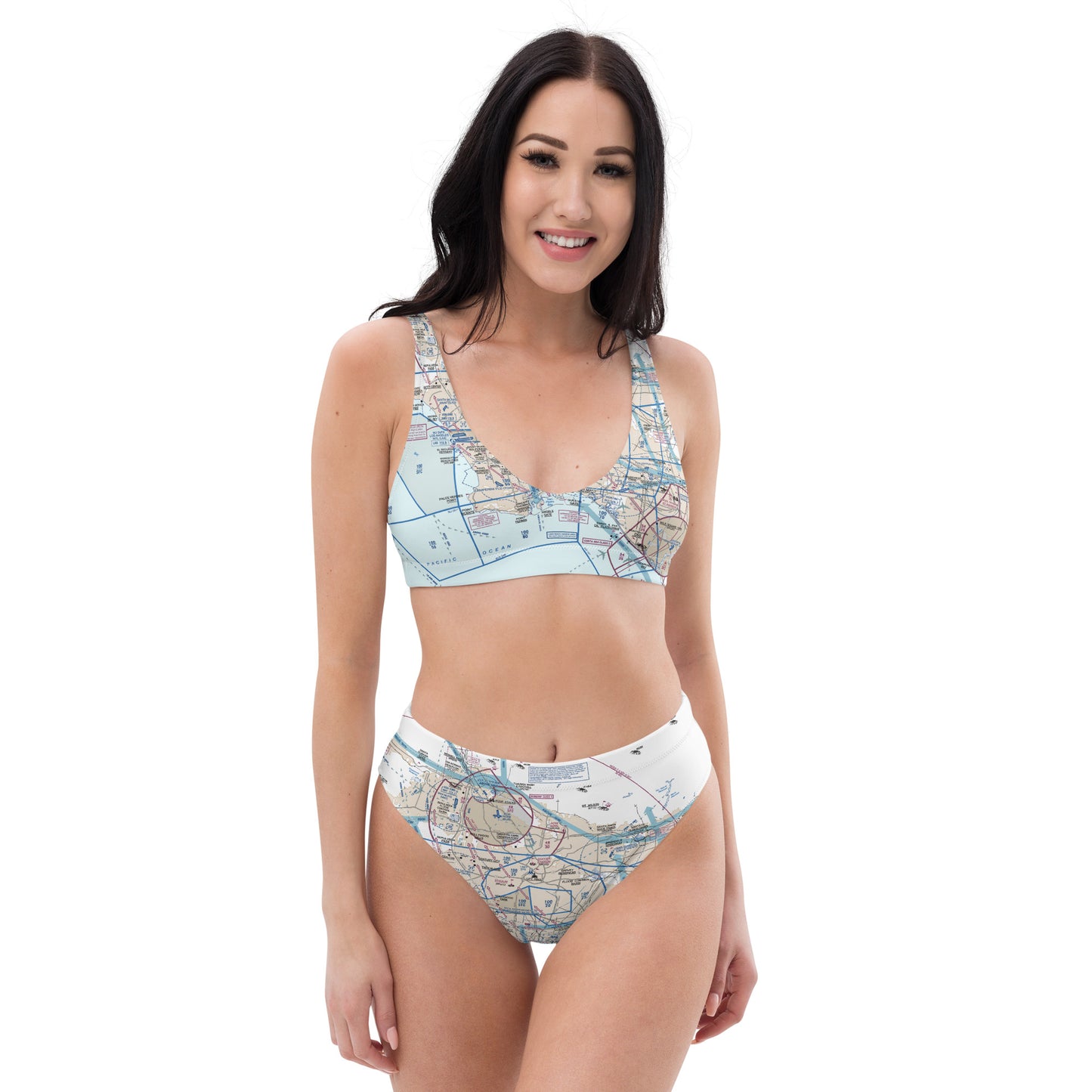 LAX Flyway Chart recycled high-waisted bikini