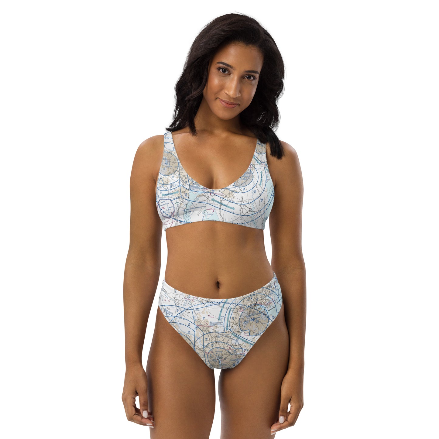 Baltimore-Washington Flyway Chart recycled high-waisted bikini