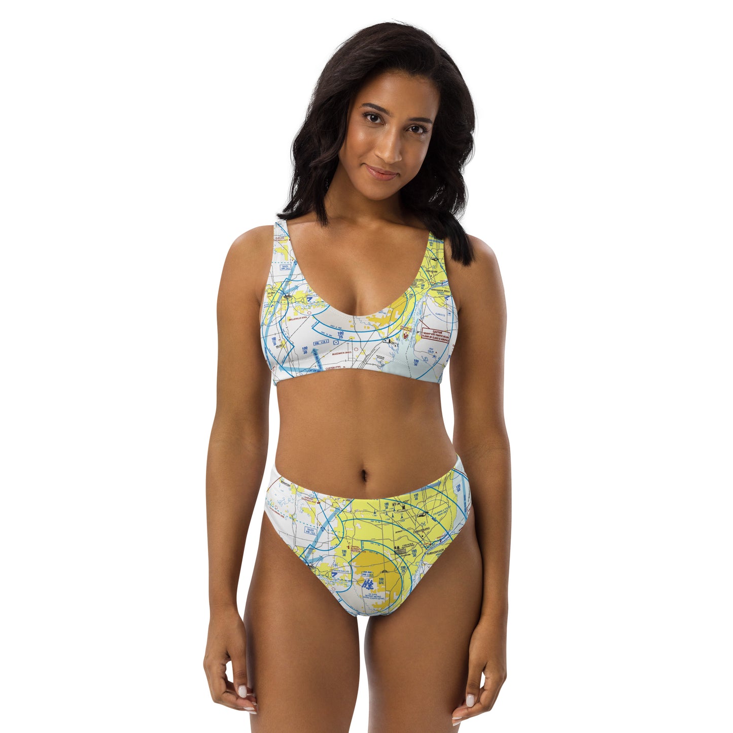 Detroit Flyway Chart recycled high-waisted bikini