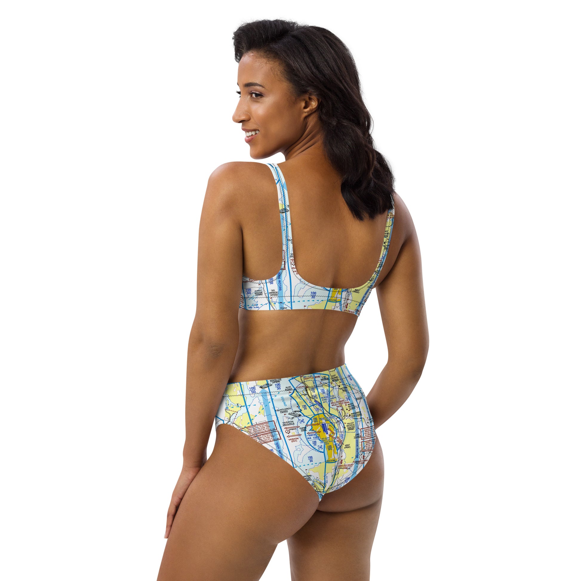Seattle Flyway Chart recycled high-waisted bikini