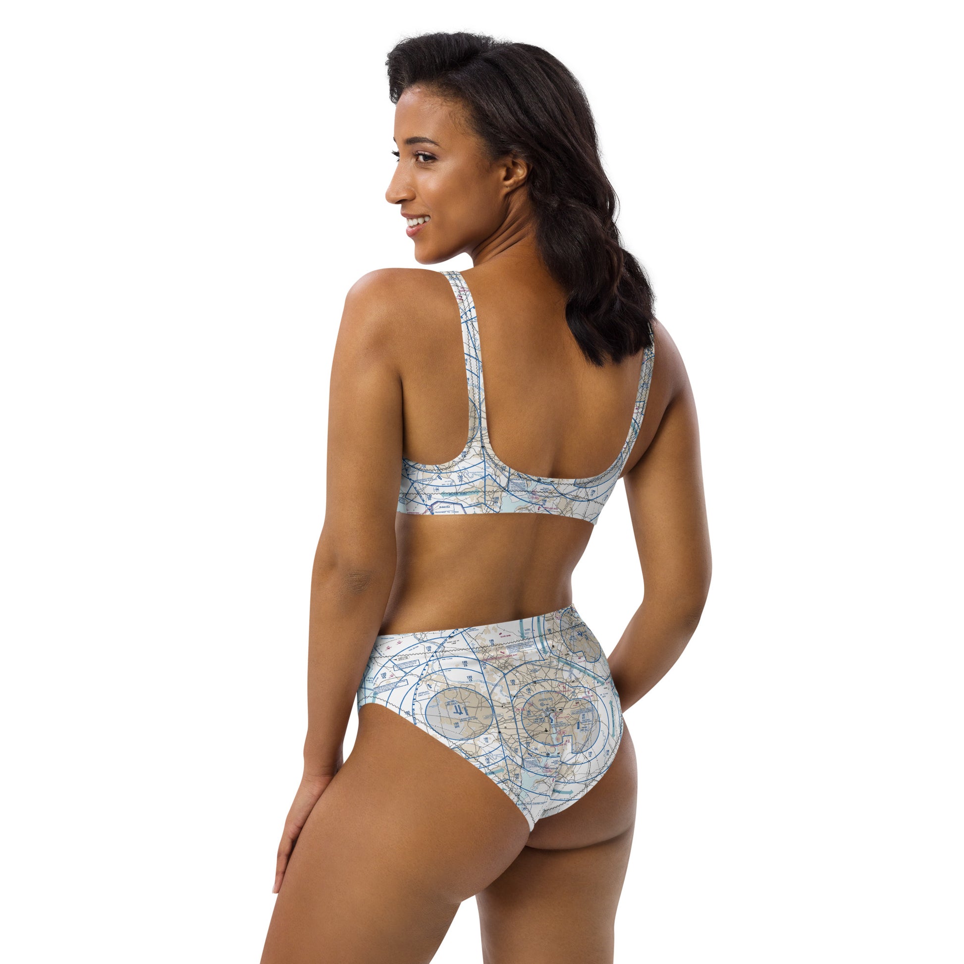 Baltimore-Washington Flyway Chart recycled high-waisted bikini