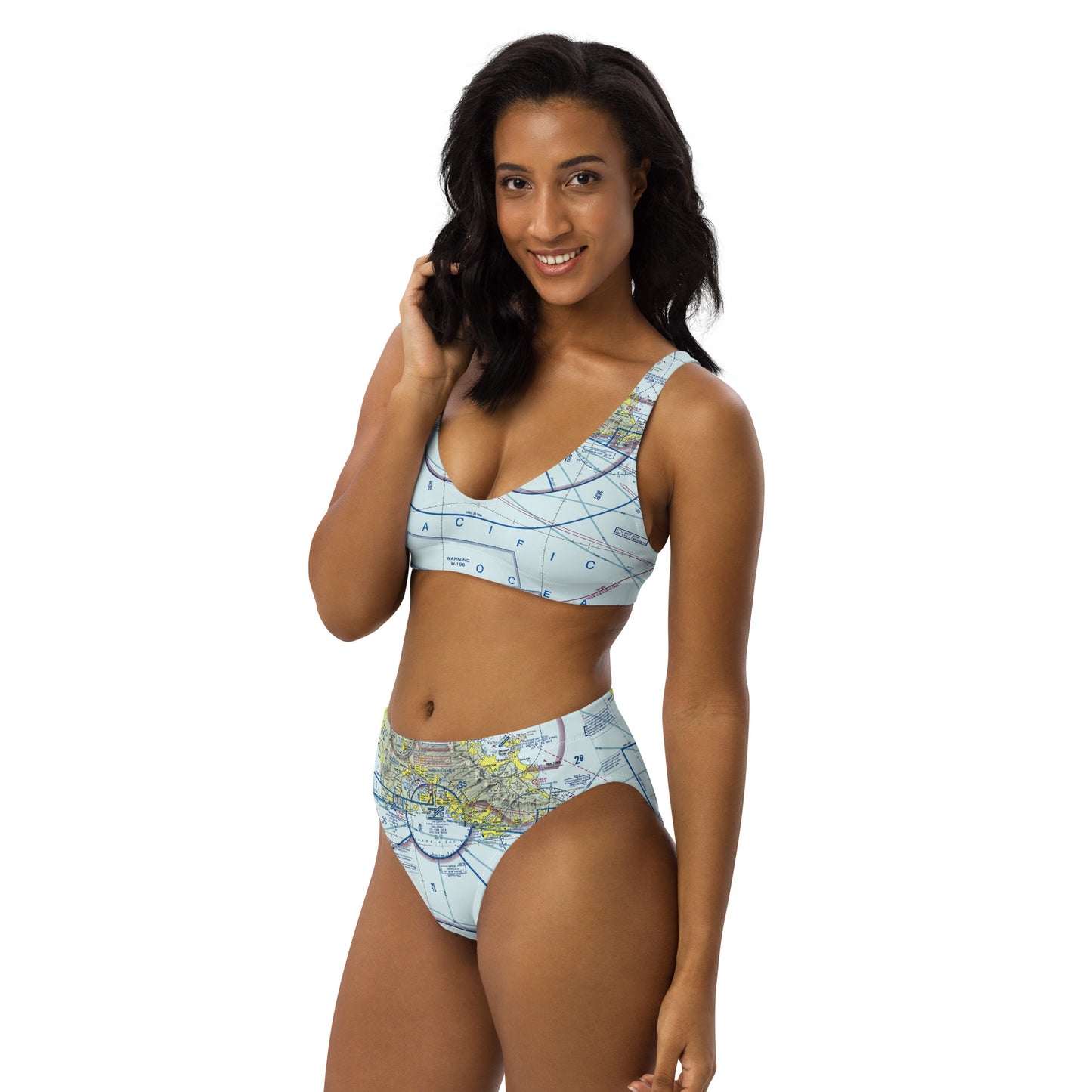 Honolulu Sectional Chart recycled high-waisted bikini