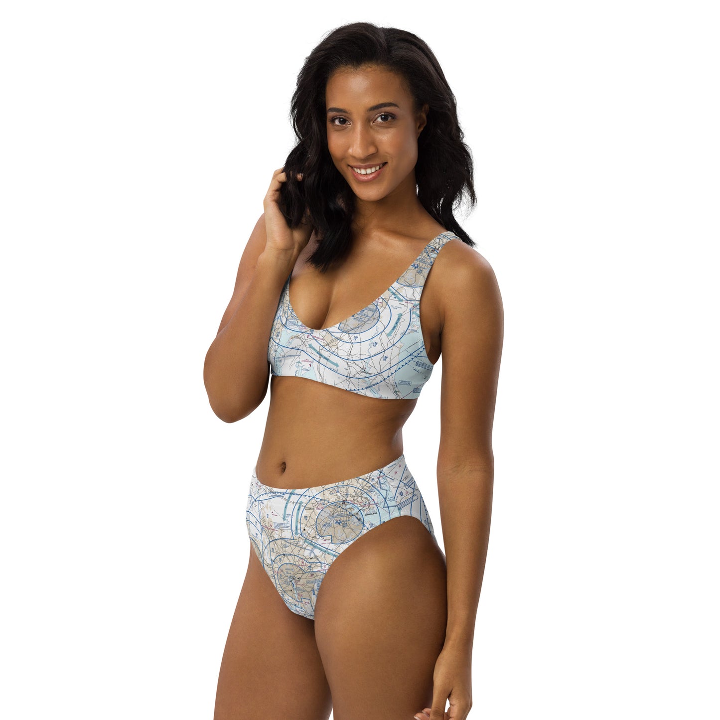 Baltimore-Washington Flyway Chart recycled high-waisted bikini