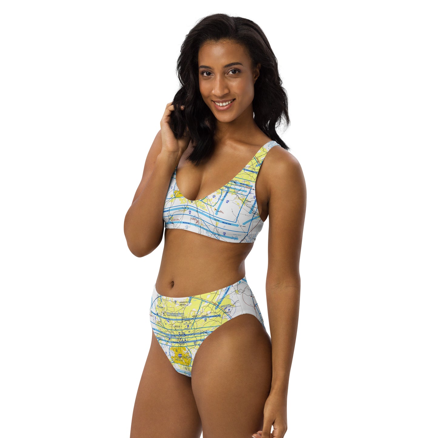 Atlanta Flyway Chart recycled high-waisted bikini