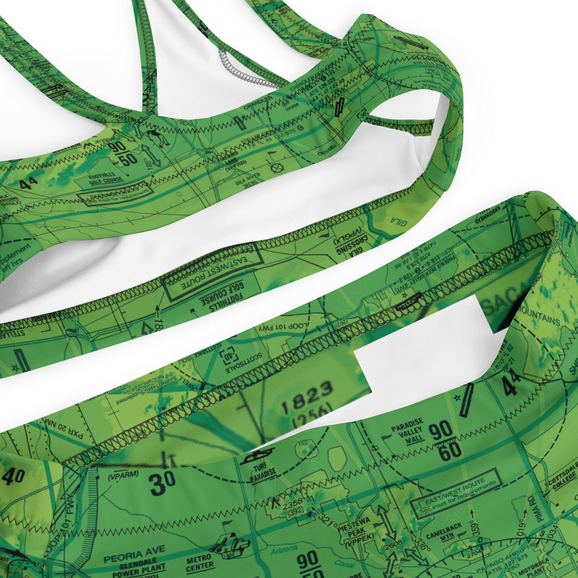 Phoenix TAC Chart recycled high-waisted bikini (green)