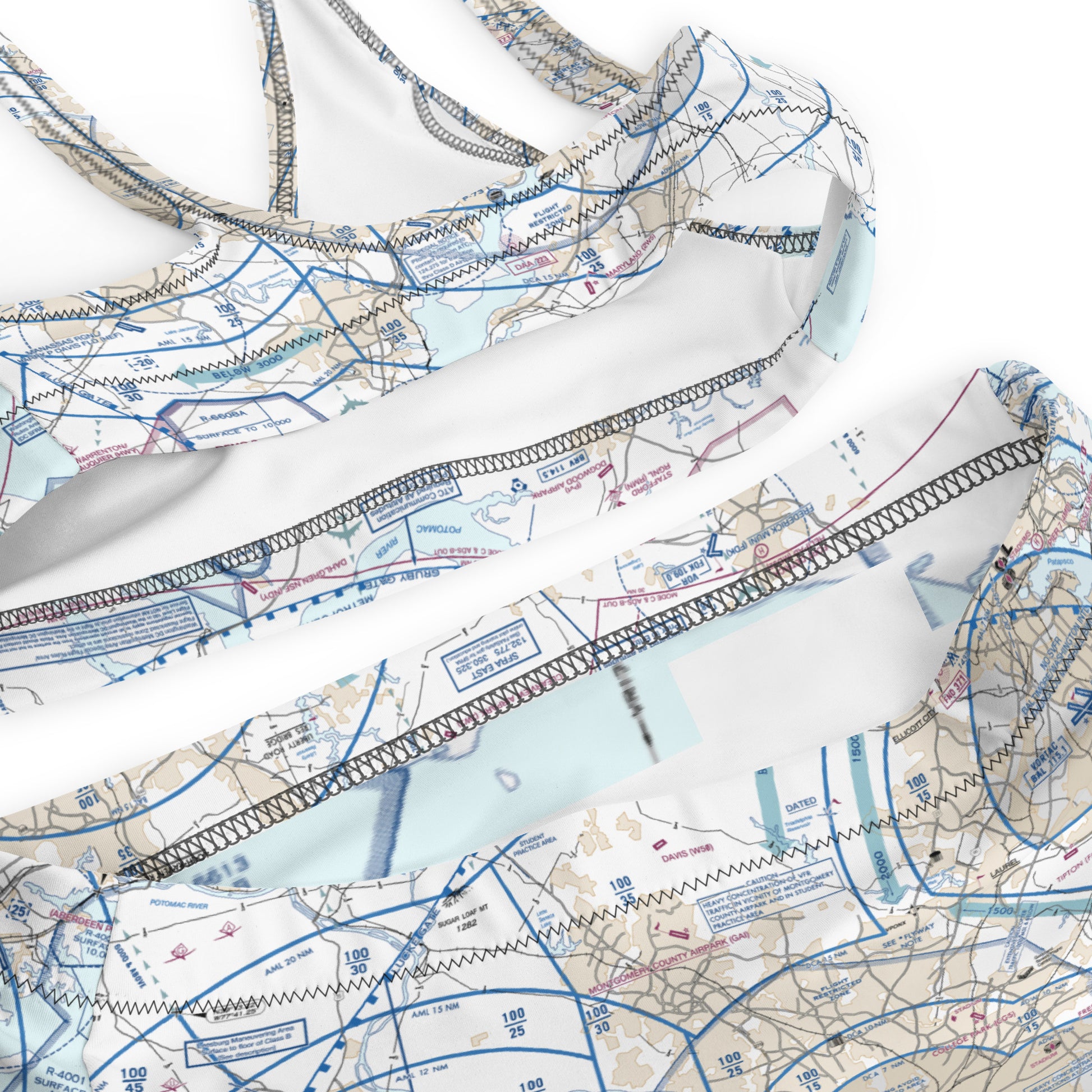 Baltimore-Washington Flyway Chart recycled high-waisted bikini