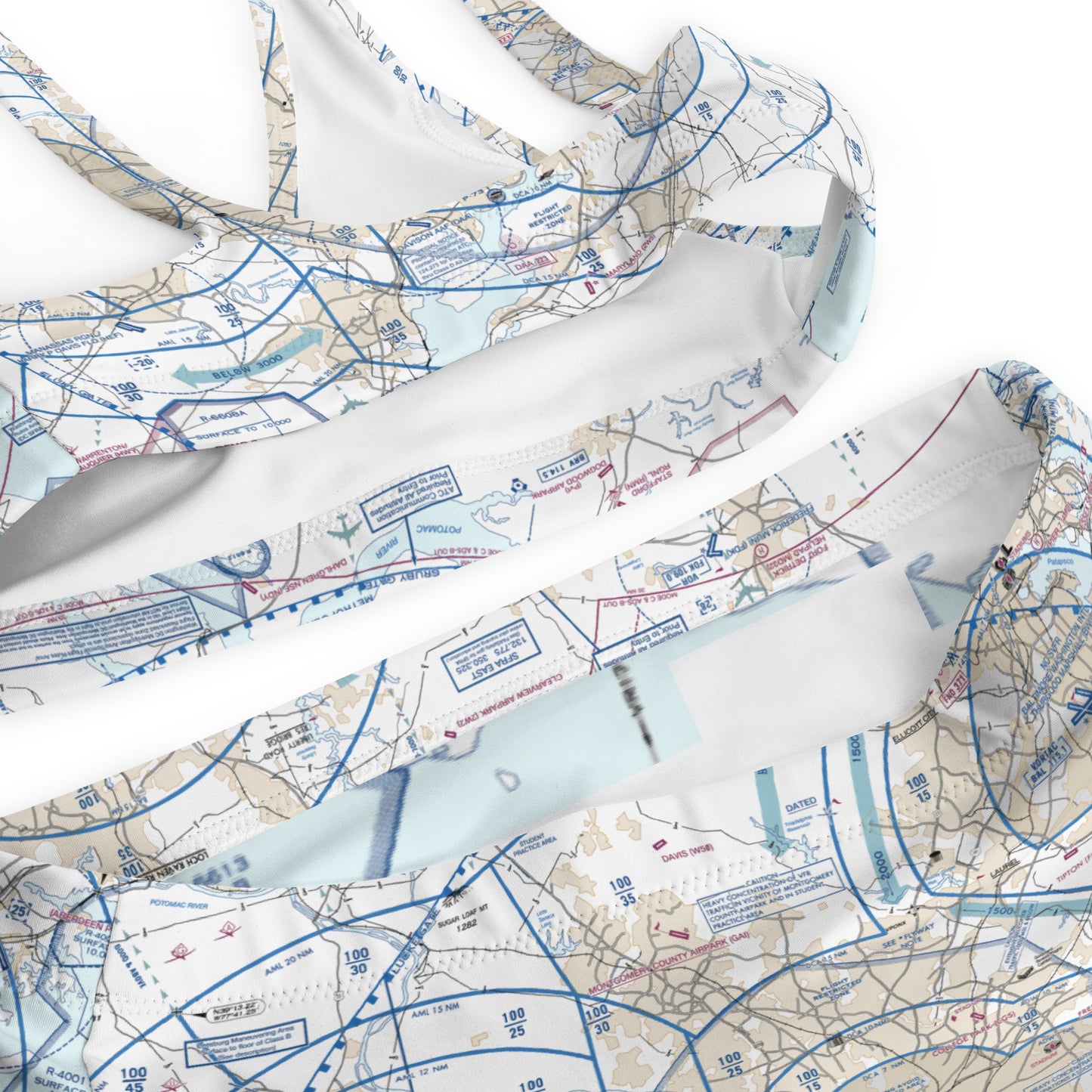 Baltimore-Washington Flyway Chart recycled high-waisted bikini