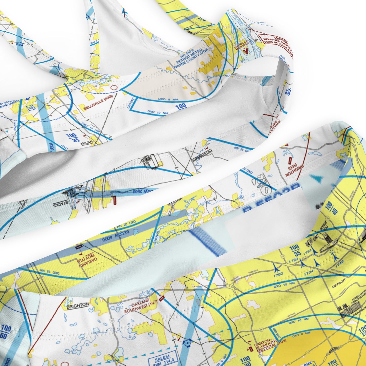 Detroit Flyway Chart recycled high-waisted bikini
