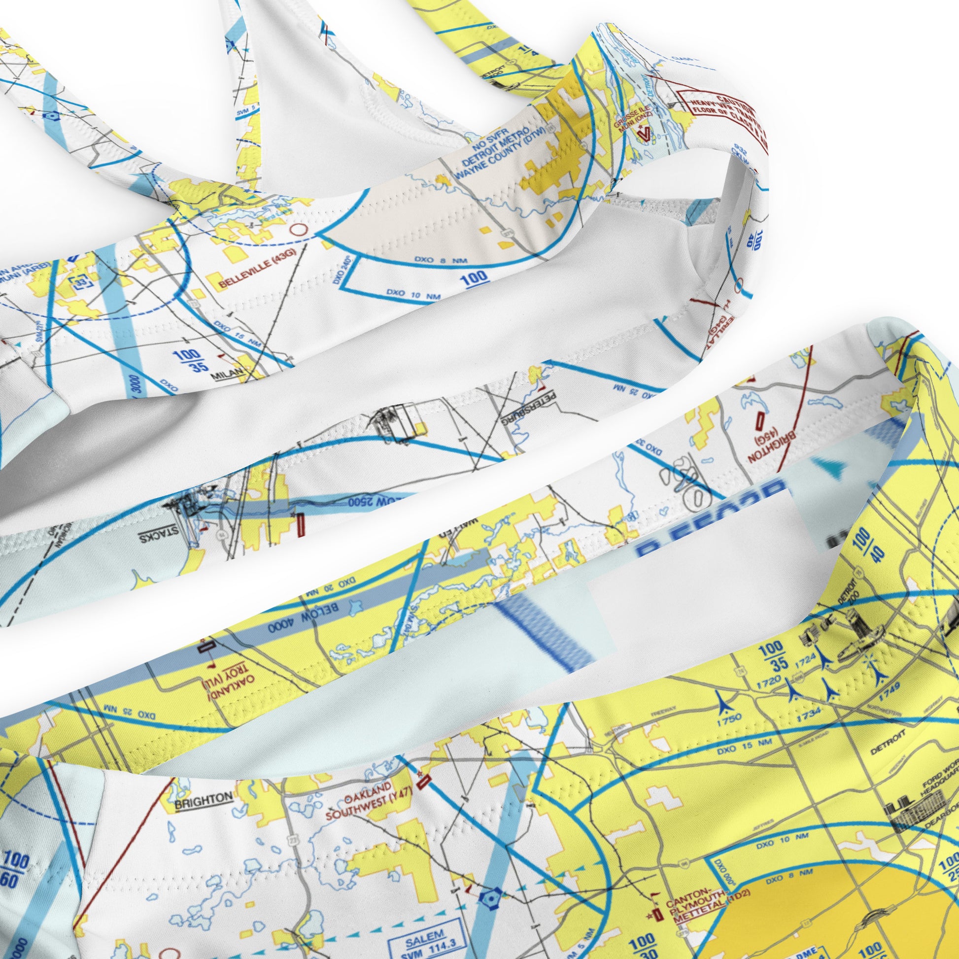 Detroit Flyway Chart recycled high-waisted bikini