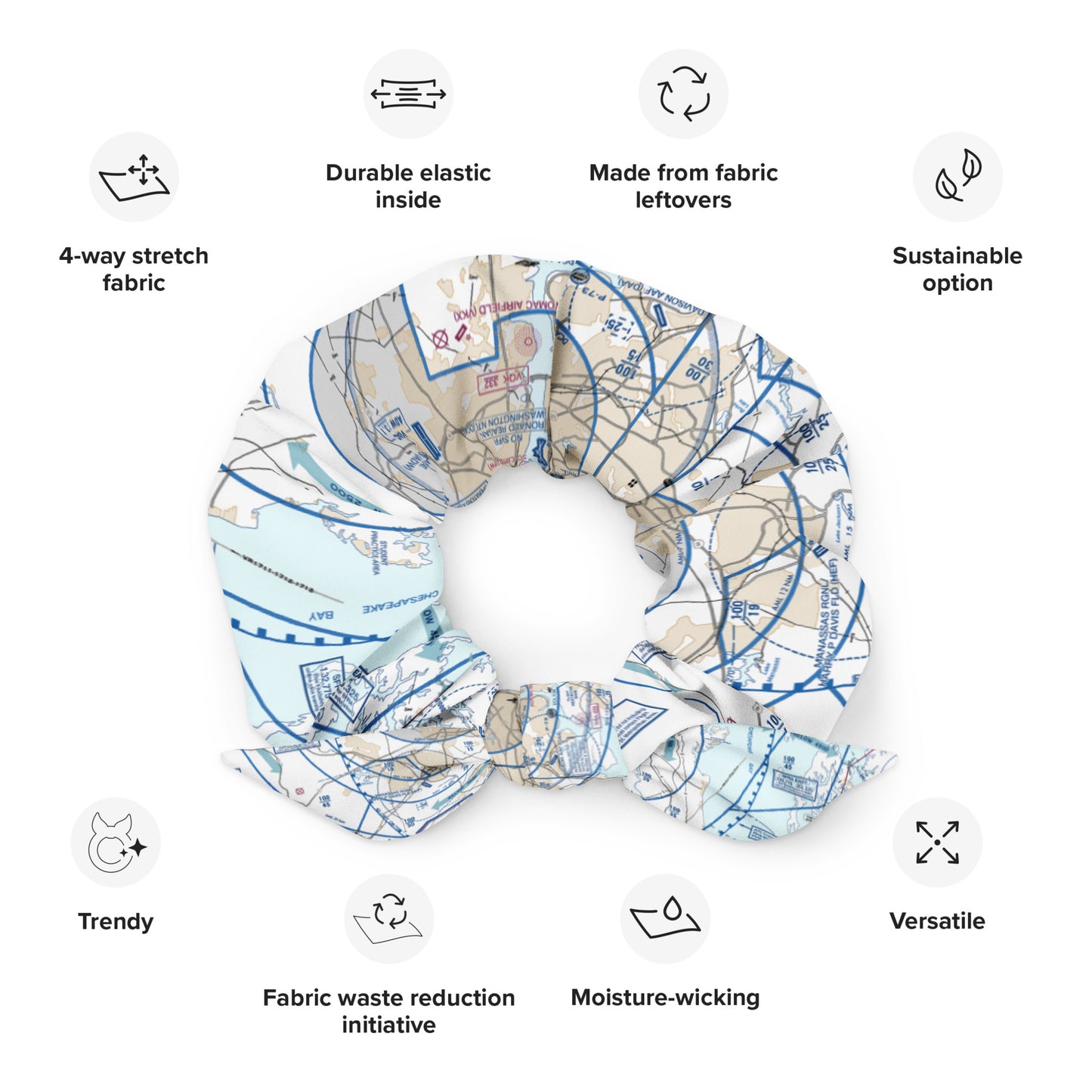 Baltimore-Washington Flyway Chart scrunchie