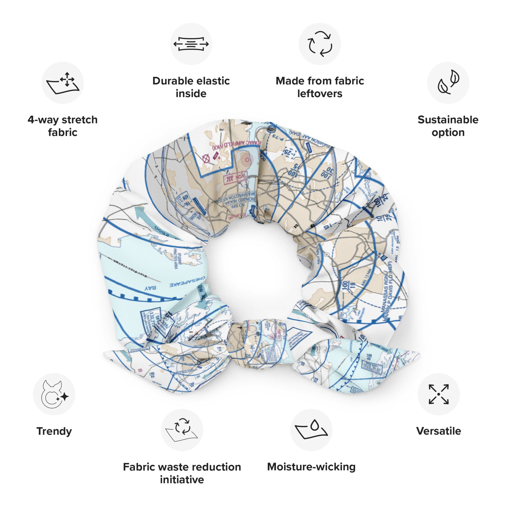 Baltimore-Washington Flyway Chart scrunchie