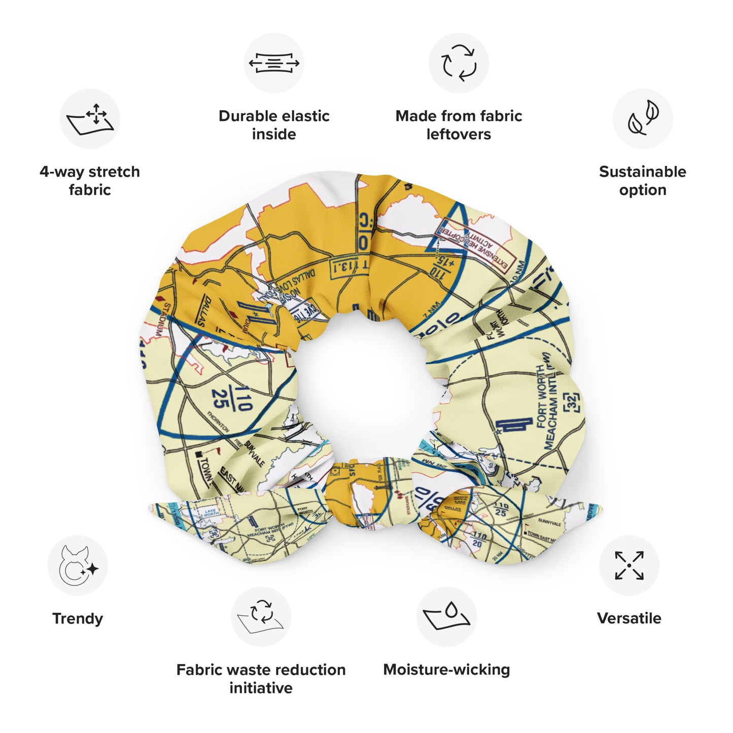 Dallas - Ft. Worth Flyway Chart scrunchie