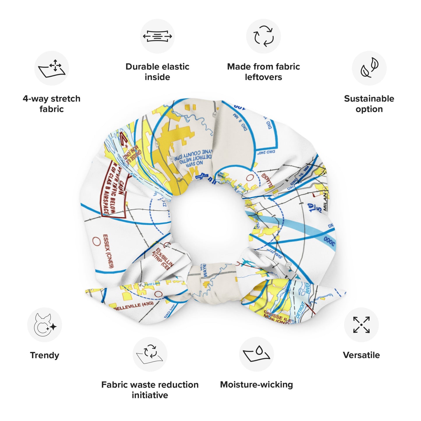 Detroit Flyway Chart scrunchie