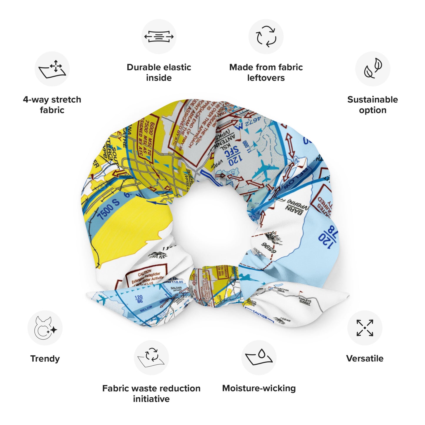 Salt Lake City Flyway Chart scrunchie