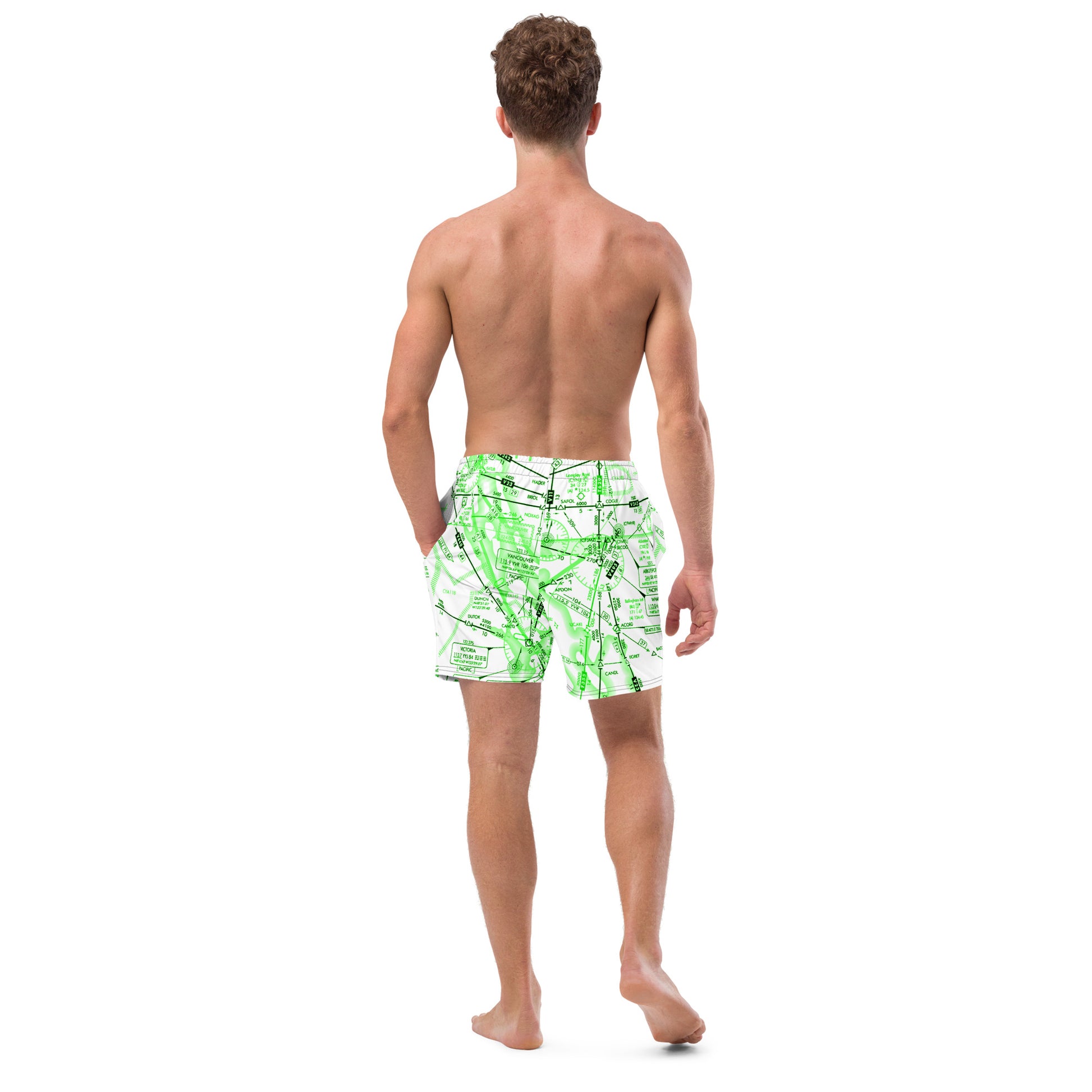 Enroute Low Altitude (ELUS1) Chart - men's swim trunks (green&white)