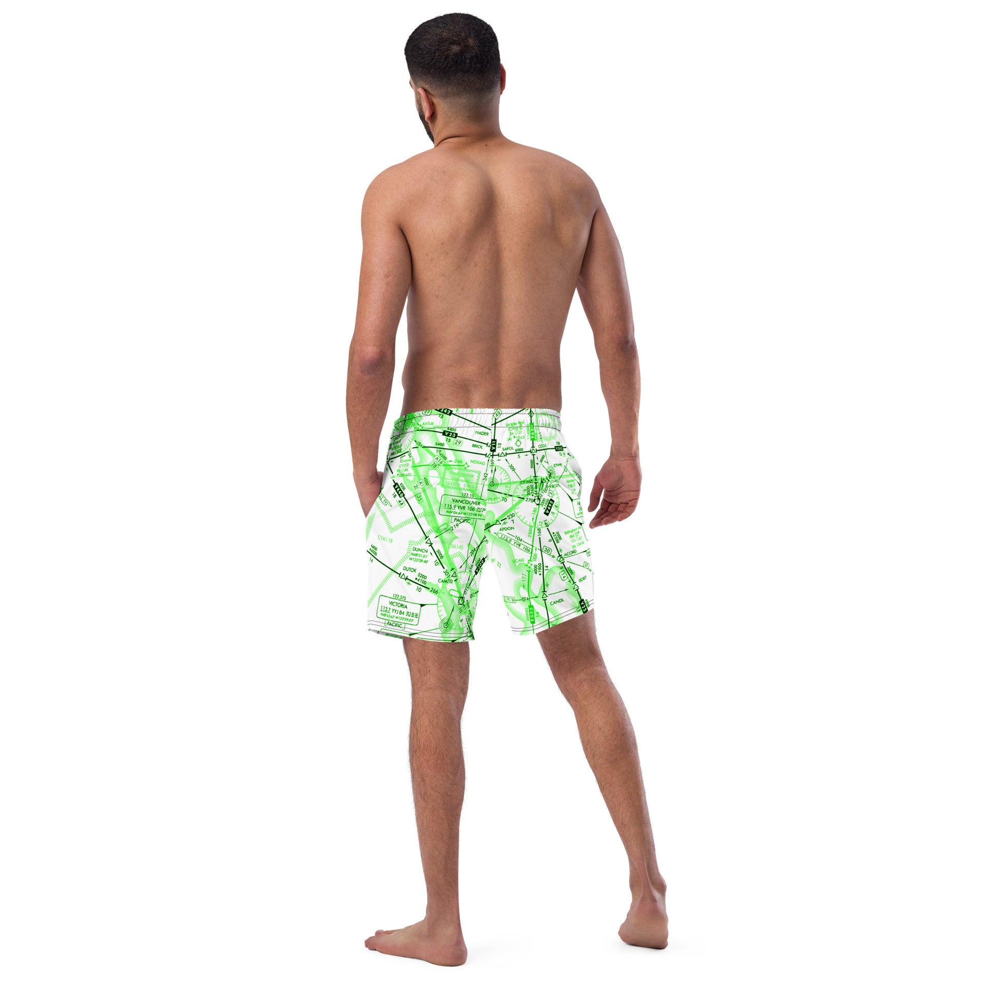 Enroute Low Altitude (ELUS1) Chart - men's swim trunks (green&white)