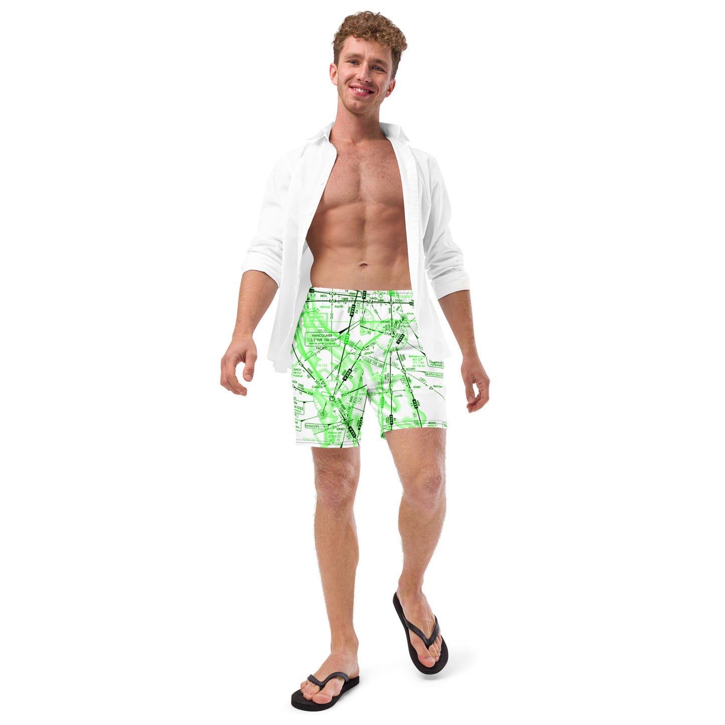 Enroute Low Altitude (ELUS1) Chart - men's swim trunks (green&white)