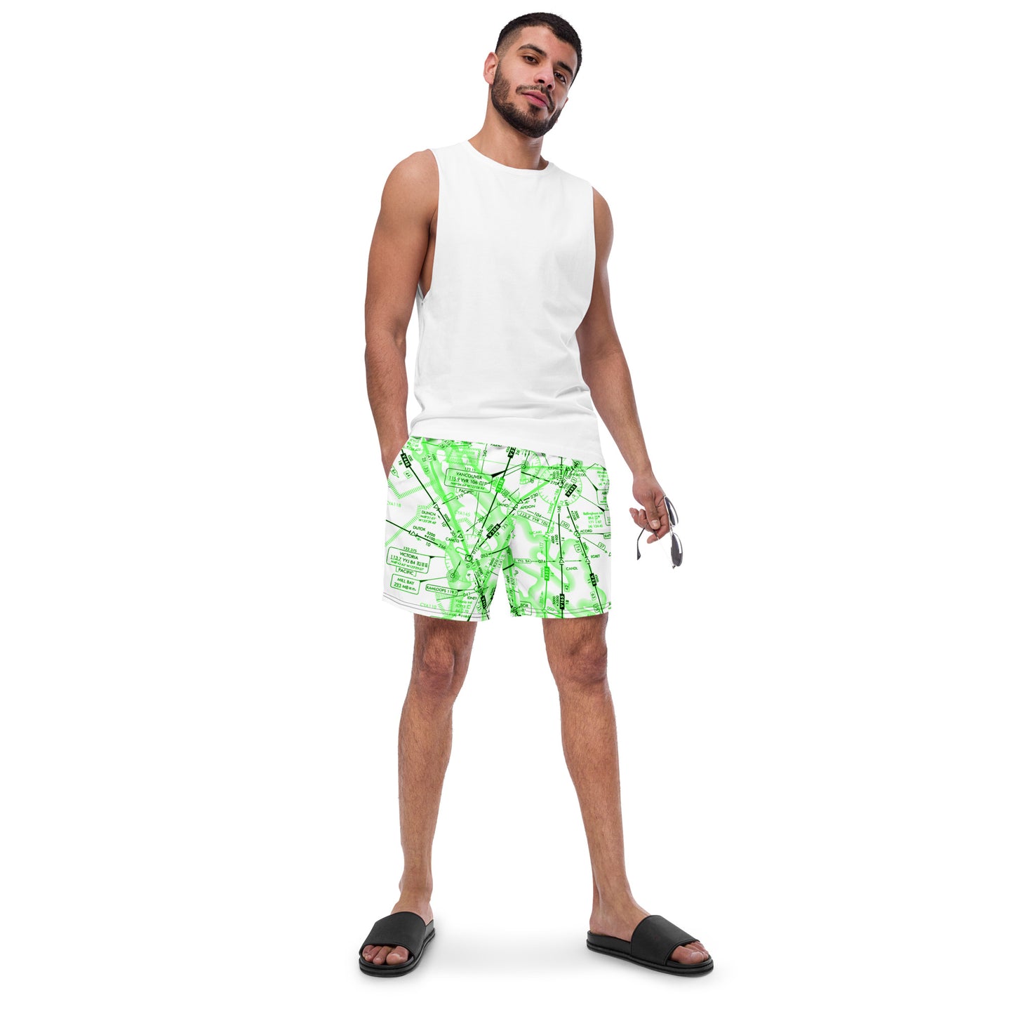 Enroute Low Altitude (ELUS1) Chart - men's swim trunks (green&white)