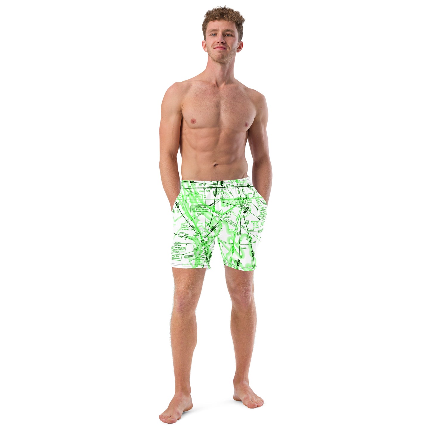 Enroute Low Altitude (ELUS1) Chart - men's swim trunks (green&white)