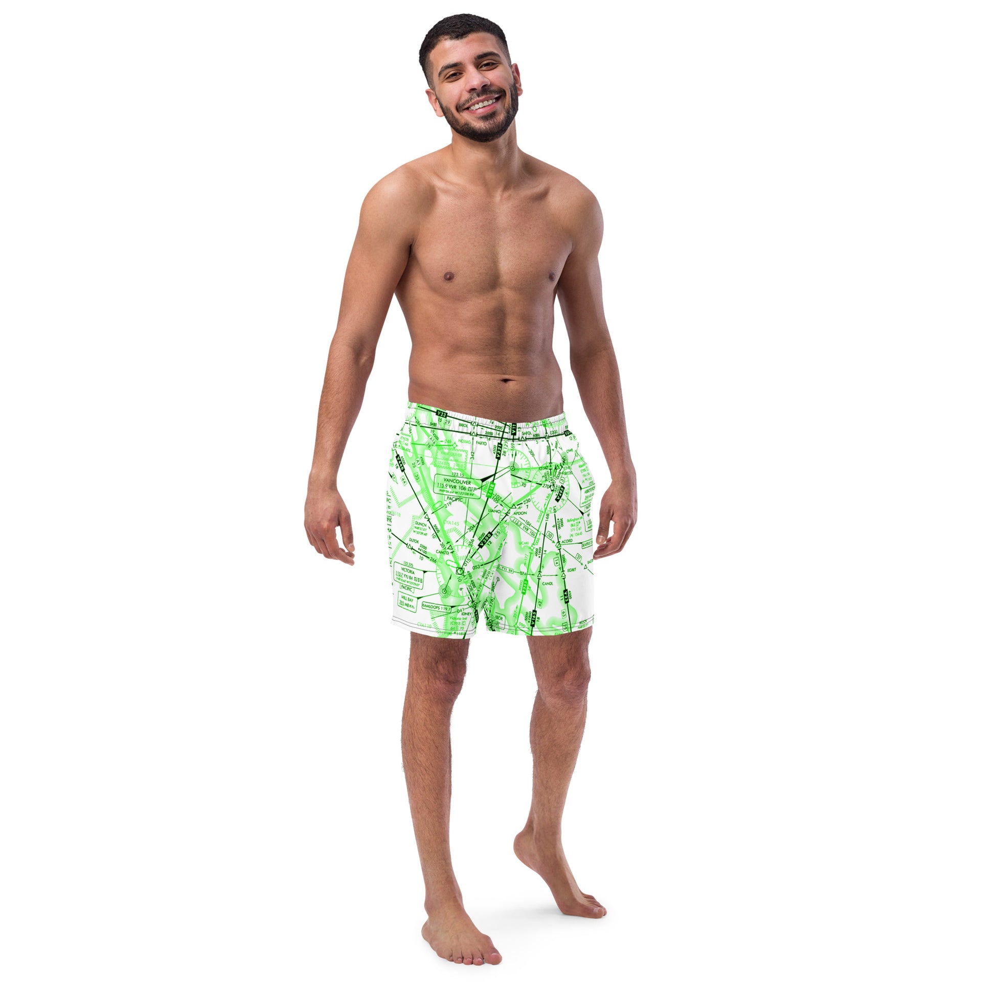 Enroute Low Altitude (ELUS1) Chart - men's swim trunks (green&white)