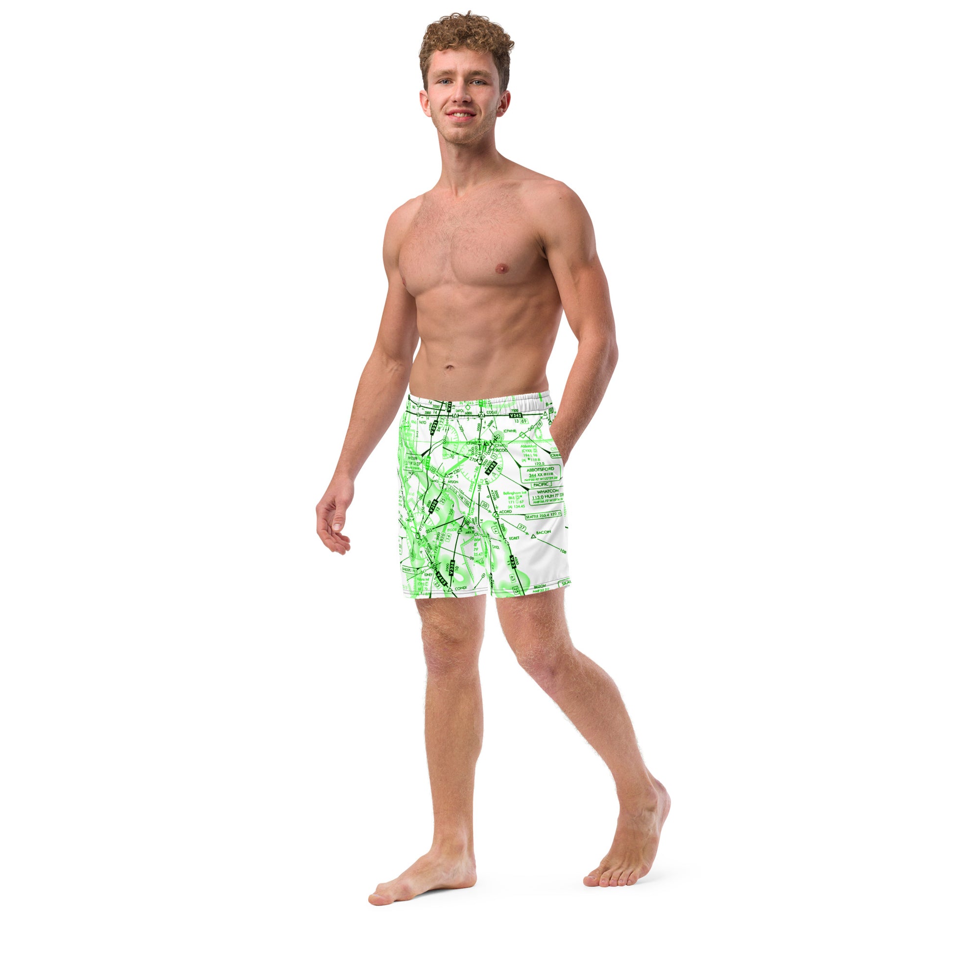 Enroute Low Altitude (ELUS1) Chart - men's swim trunks (green&white)