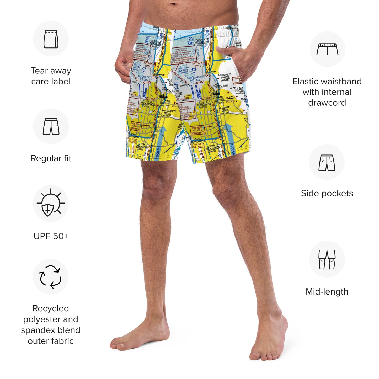 Salt Lake City Flyway Chart - men's swim trunks