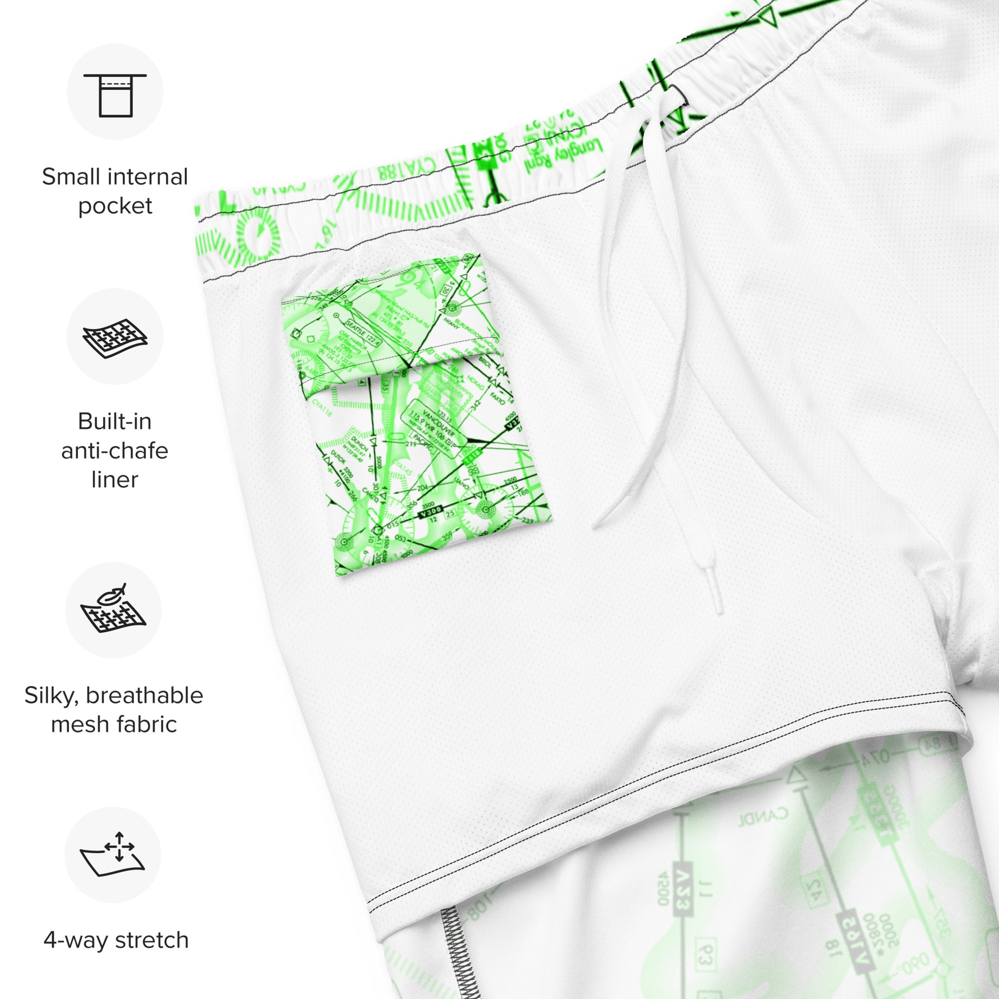 Enroute Low Altitude (ELUS1) Chart - men's swim trunks (green&white)