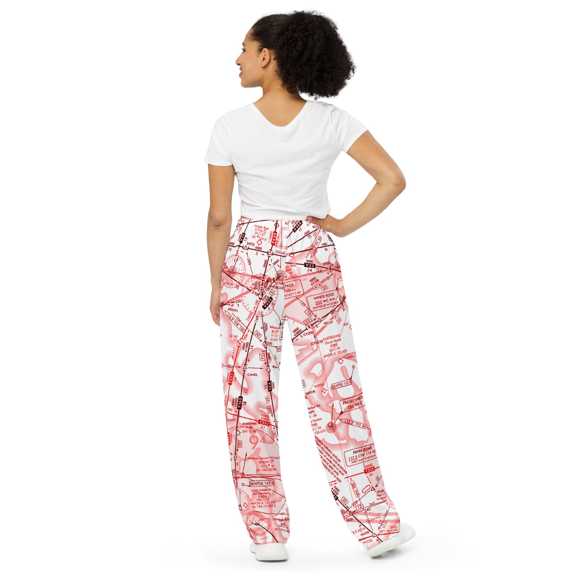 Enroute Low Altitude Chart (ELUS1) wide-leg pants (red&white)