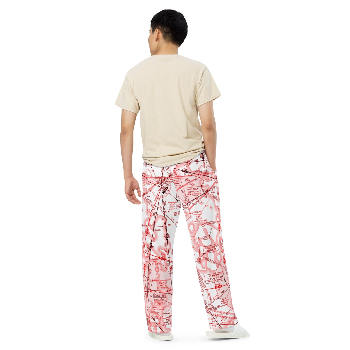 Enroute Low Altitude Chart (ELUS1) wide-leg pants (red&white)