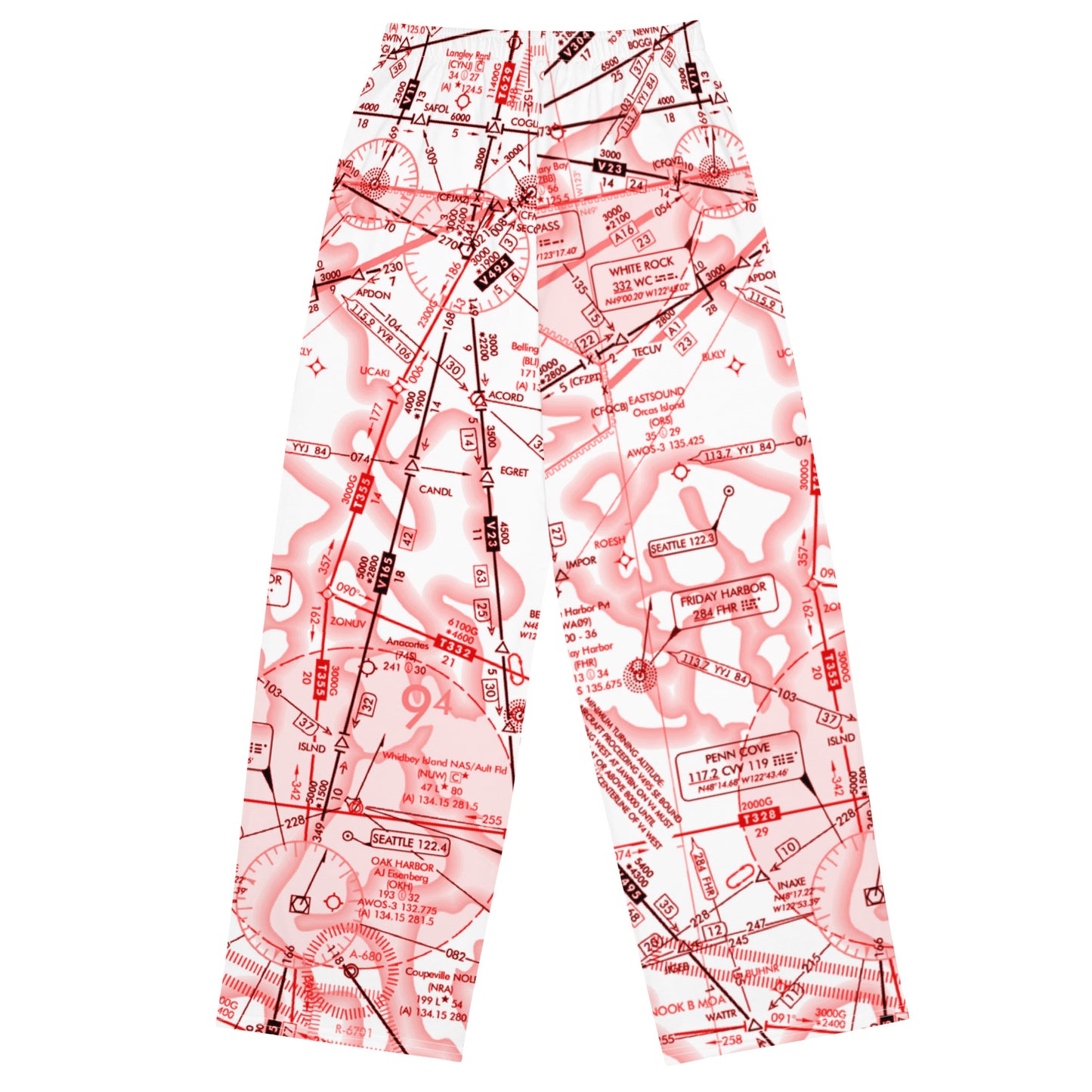 Enroute Low Altitude Chart (ELUS1) wide-leg pants (red&white)